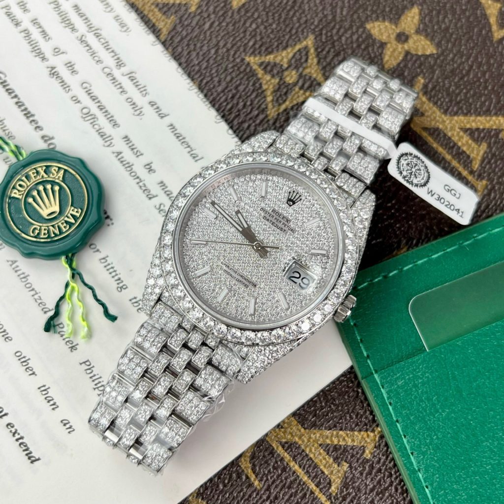 Rolex Replica Watch DateJust Custom Full Diamonds Moissanite 41mm - Soul Replicas