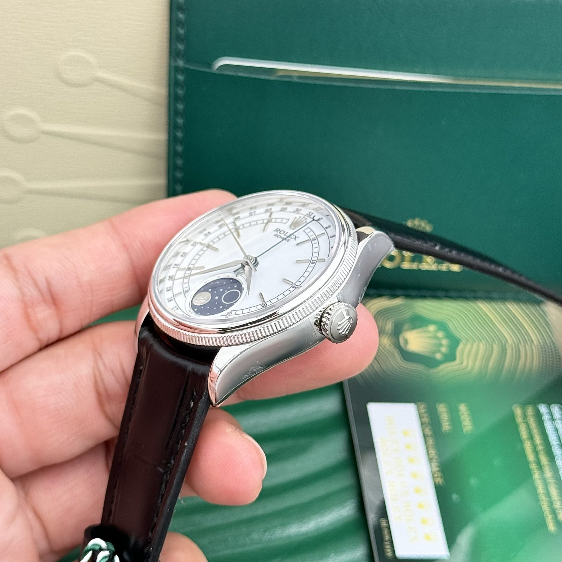 Rolex Replica Watch Cellini Moonphase Dial White 39mm - Soul Replicas