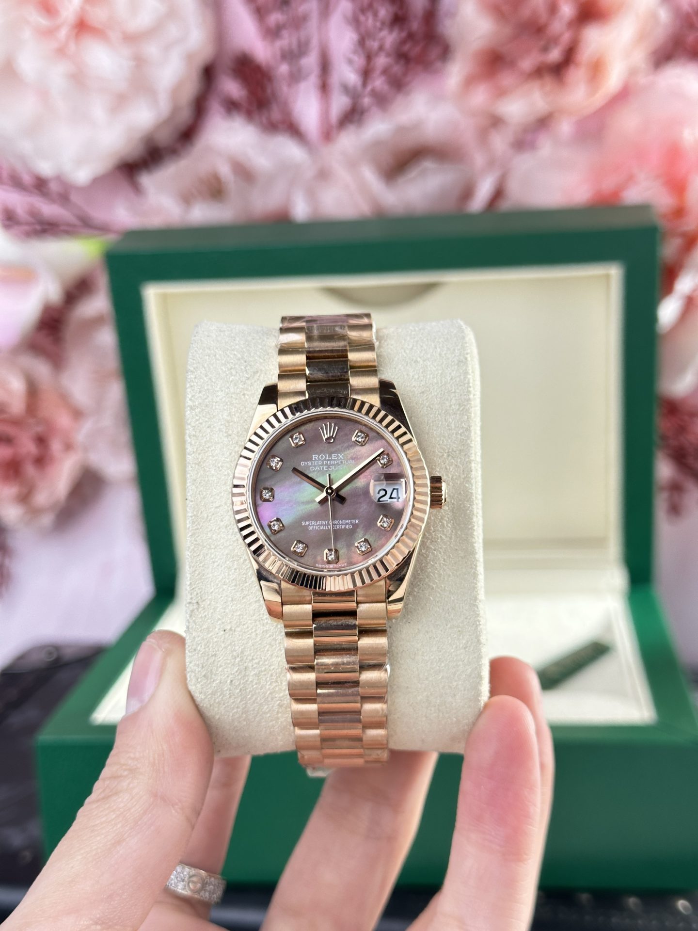Rolex Replica Watch DateJust Rose Gold 178275 Mother Of Pearl Dial 31mm - Soul Replicas