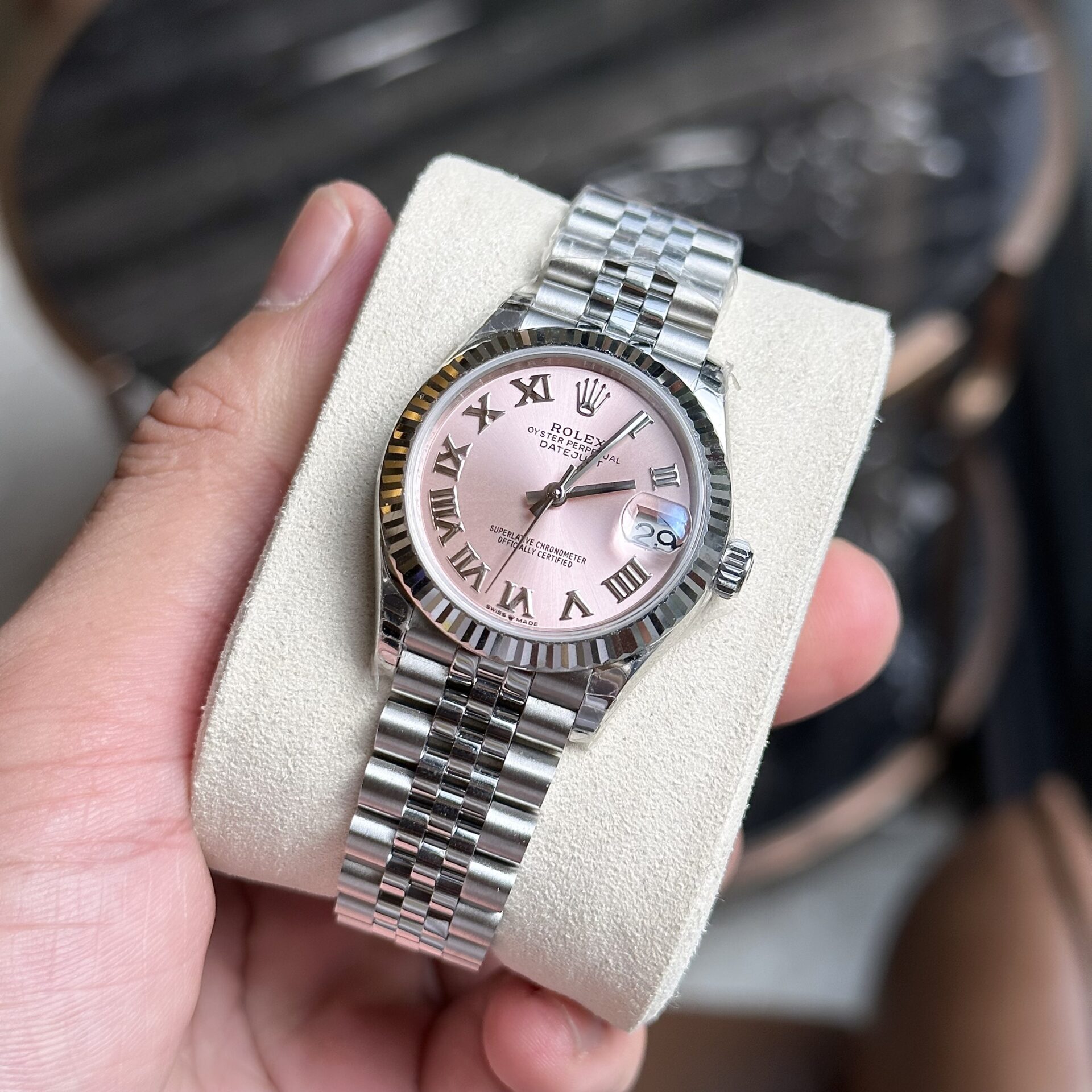 Rolex DateJust Pink Dial Replica Women-s Watch Roman Numerals EW 31mm - Soul Replicas