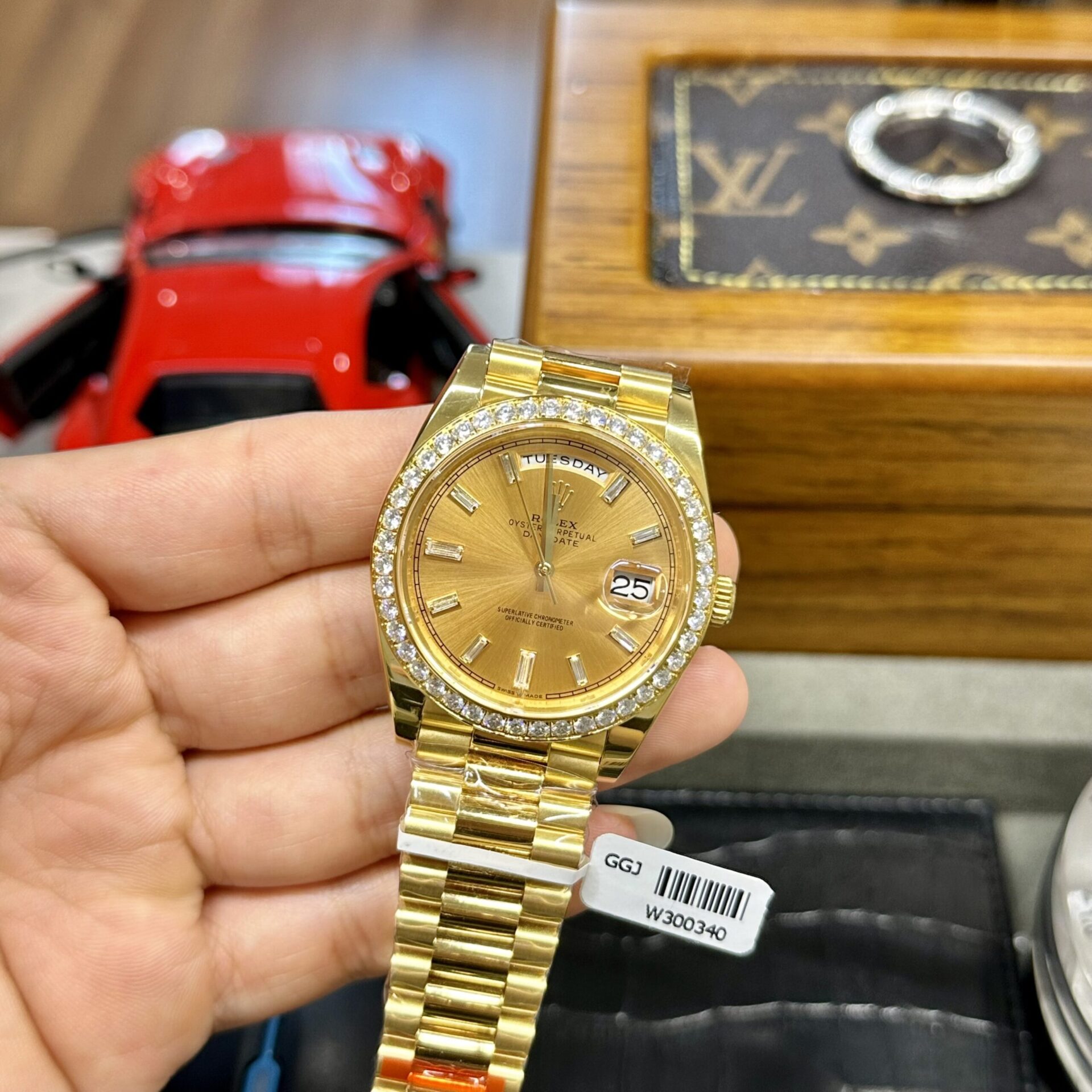 Rolex Day-Date Fake Watches Yellow Dial Moissanite Diamonds EW Factory 40mm - Soul Replicas