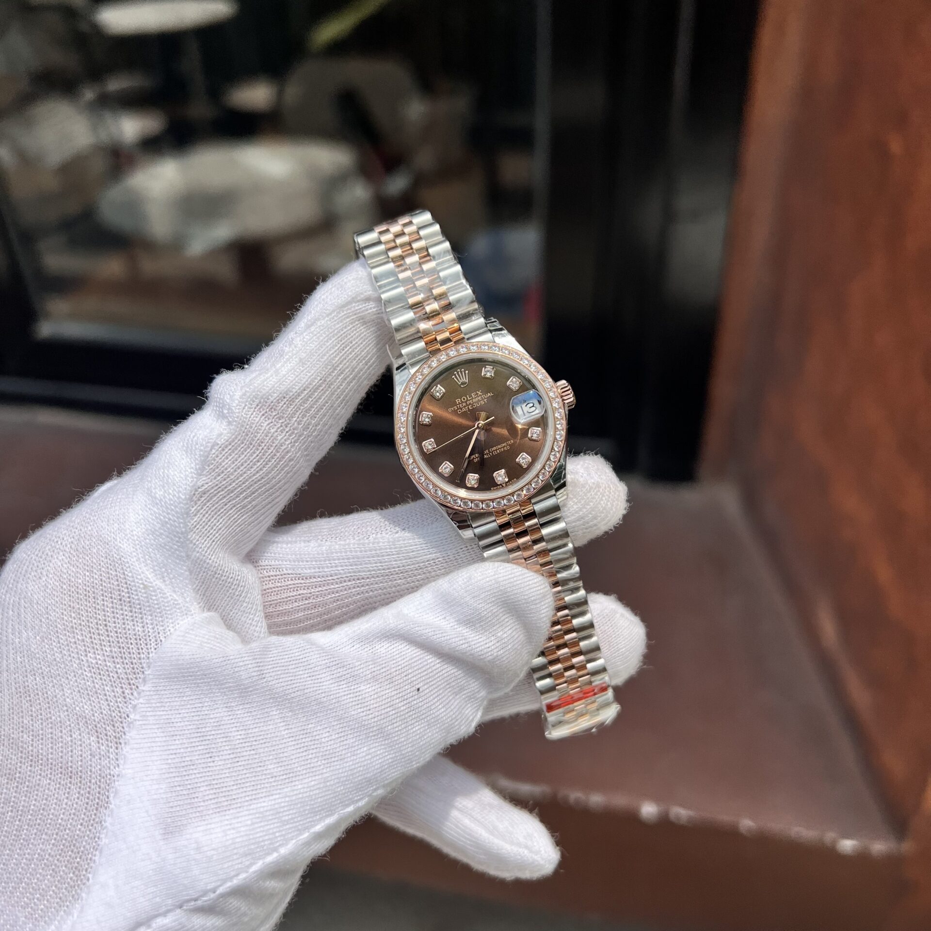 Rolex DateJust Women-s Replica Watch Chocolate Dial Diamond Bezel EW Factory 31mm - Soul Replicas