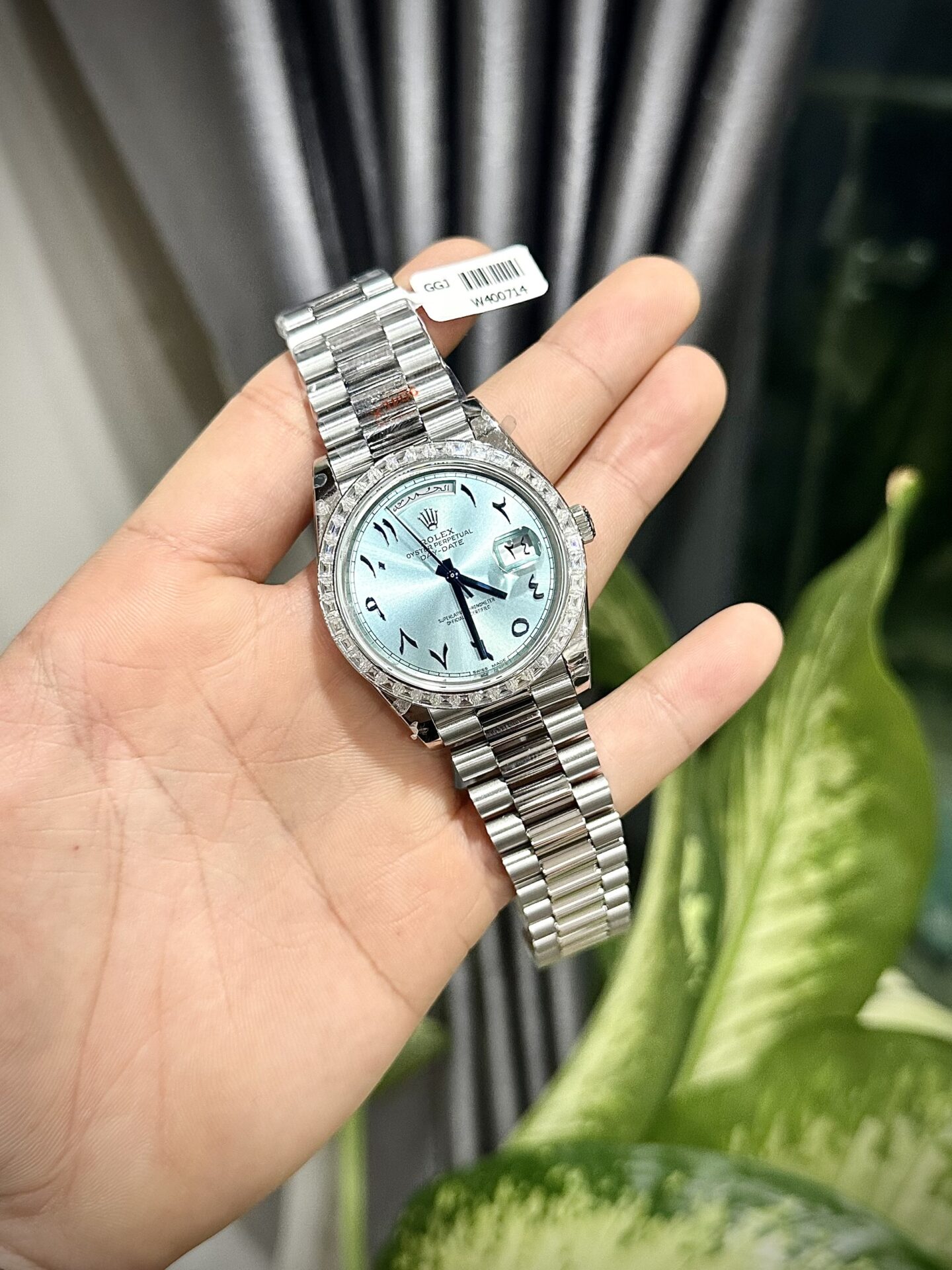 Rolex Day-Date Replica Watch Ice Blue Dial Number Pile Arabic GM Factory 40mm - Soul Replicas