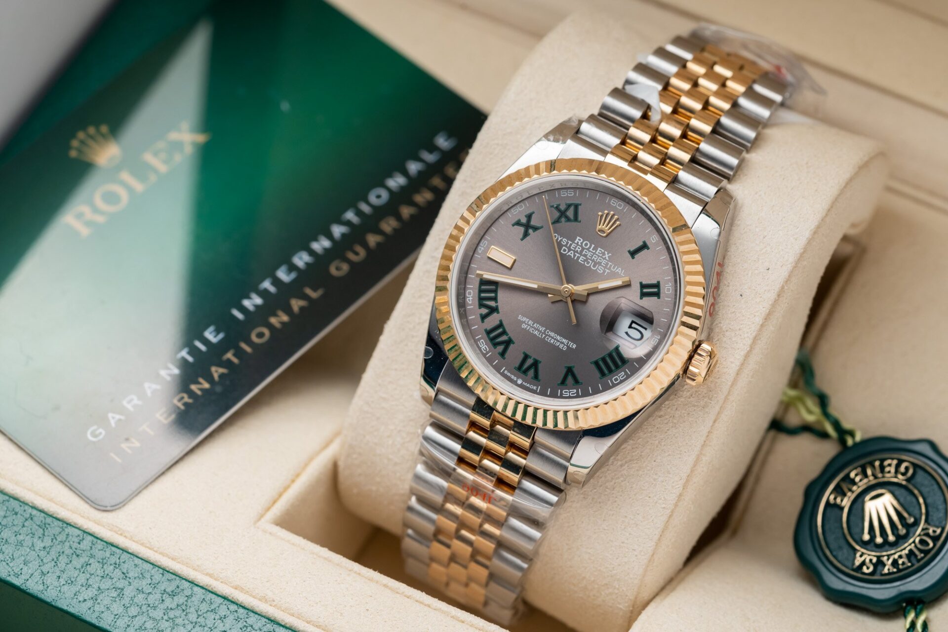 Rolex Replica Watch DateJust Dial Wimbledon Gold Wrapped GM Factory 36mm - Soul Replicas