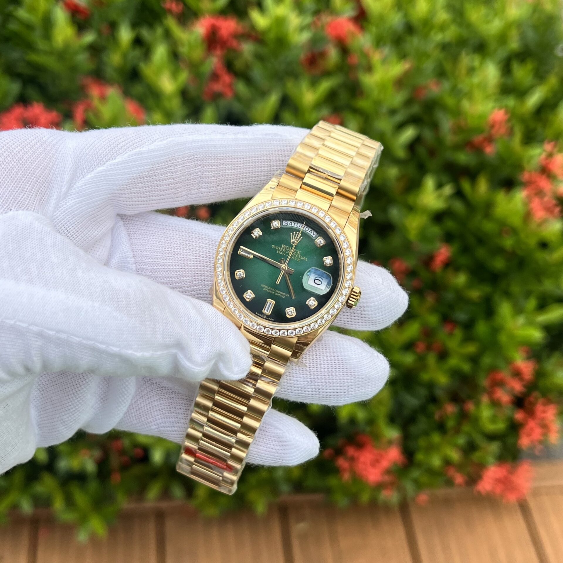 Rolex Day-Date 128348RBR Ombre Green Dial Replica Watch EW 36mm - Soul Replicas
