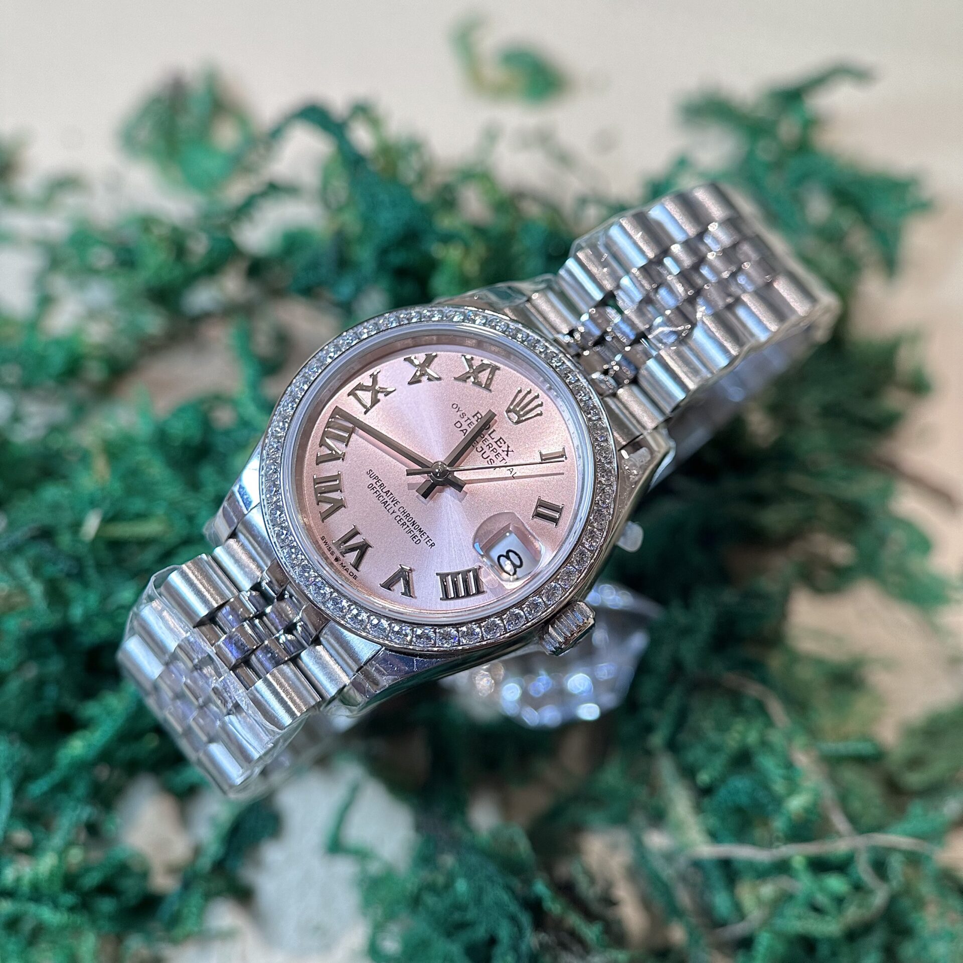 Rolex DateJust Replica Watch With Diamonds Pink Dial EW 31mm - Soul Replicas