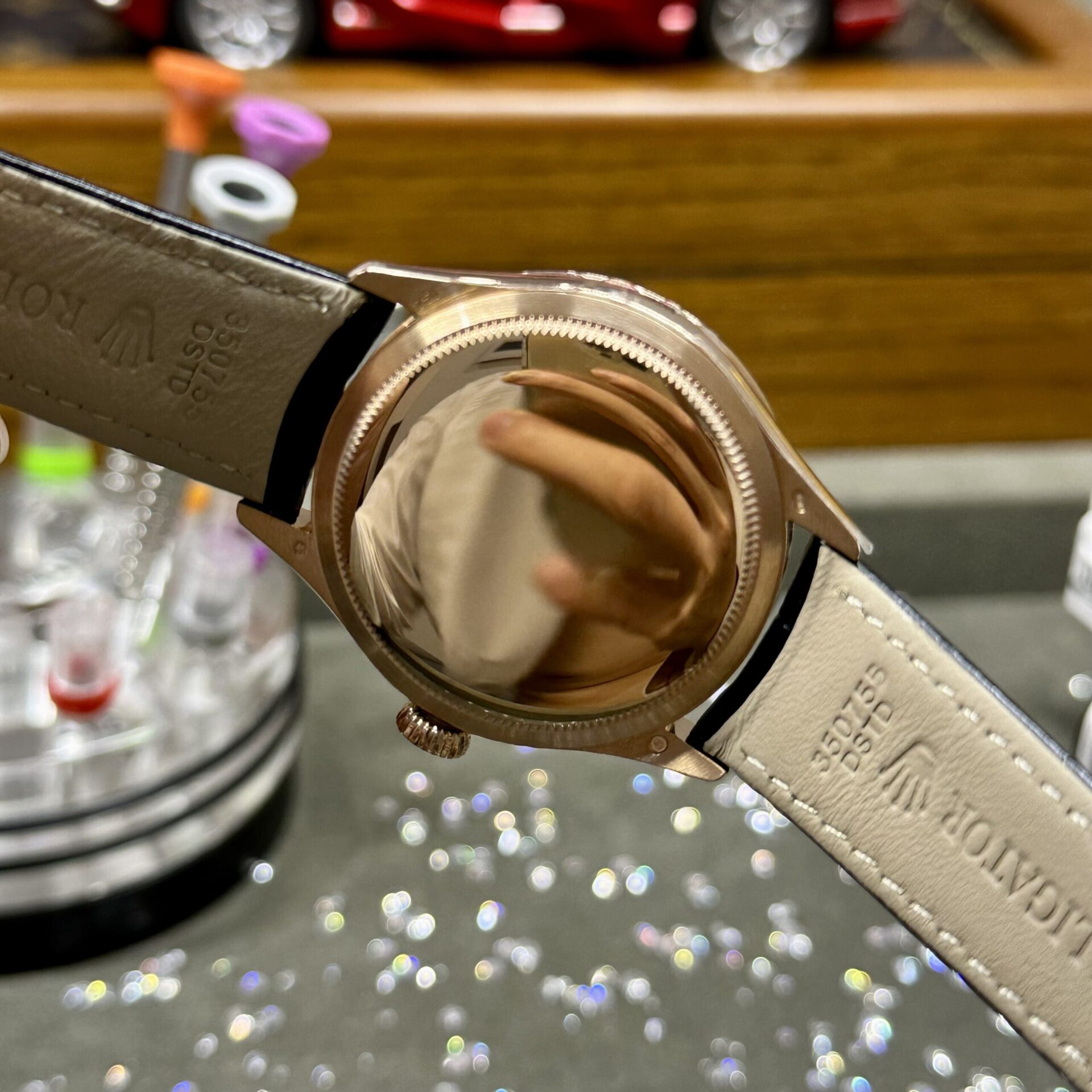 Rolex Replica Watch Cellini Time 50505 Black Dial Leather Strap 39mm - Soul Replicas