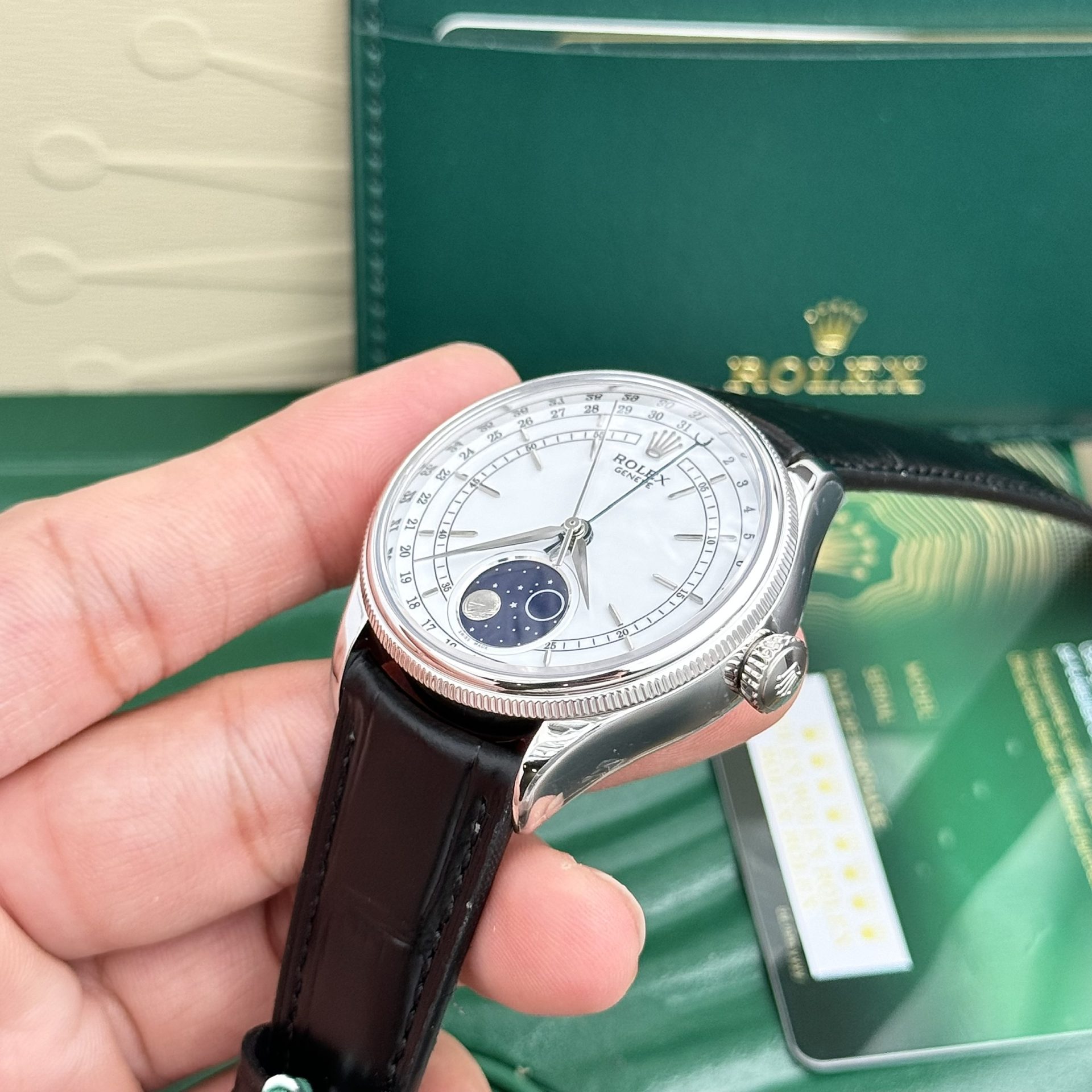 Rolex Replica Watch Cellini Moonphase Dial White 39mm - Soul Replicas