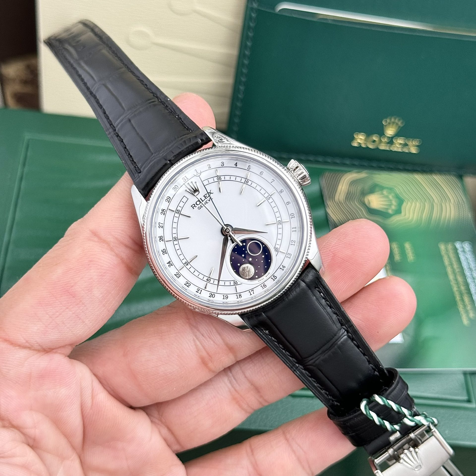 Rolex Replica Watch Cellini Moonphase Dial White 39mm - Soul Replicas