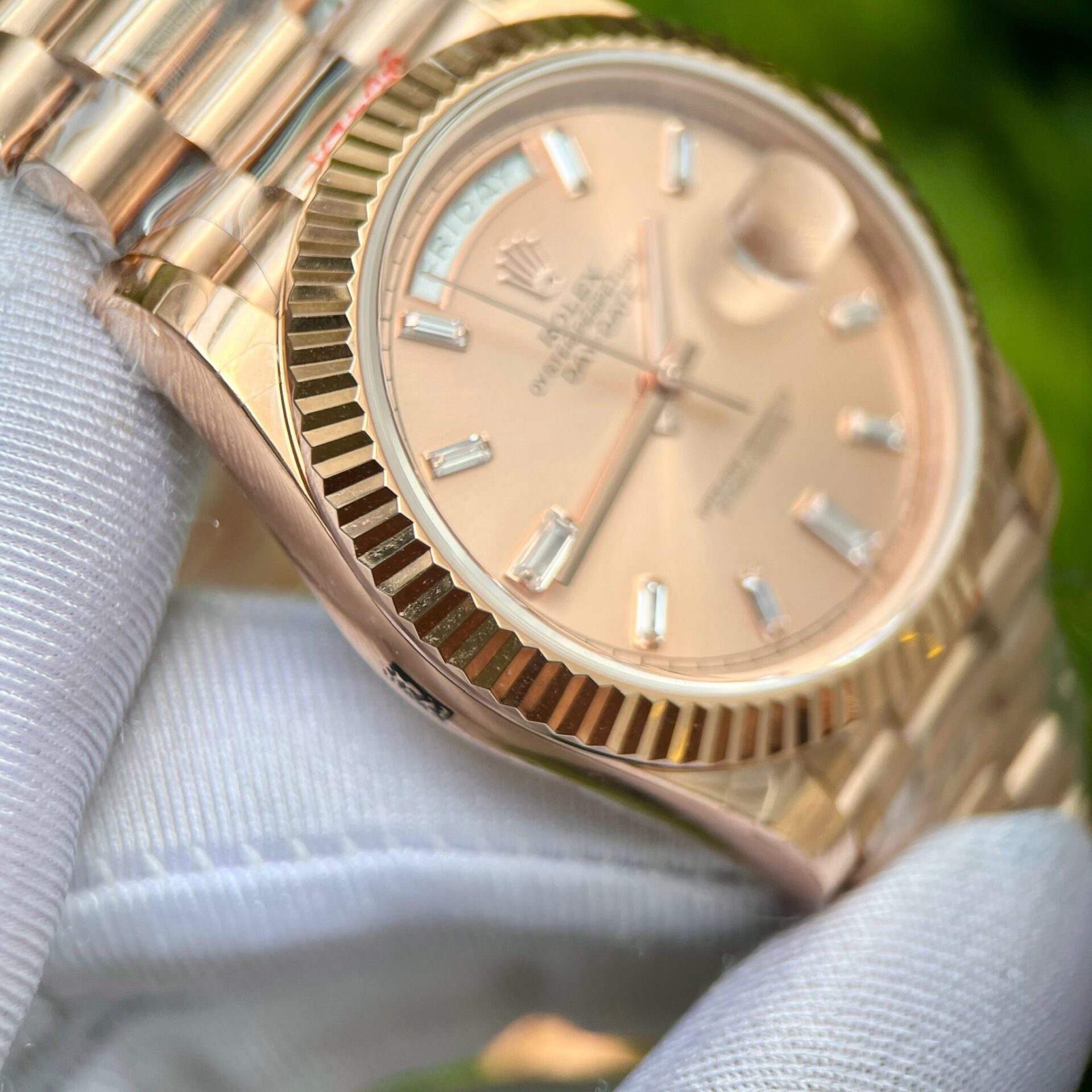 Rolex Day-Date 228235 Pink Dial Stone With Number GM Factory 40mm - Soul Replicas
