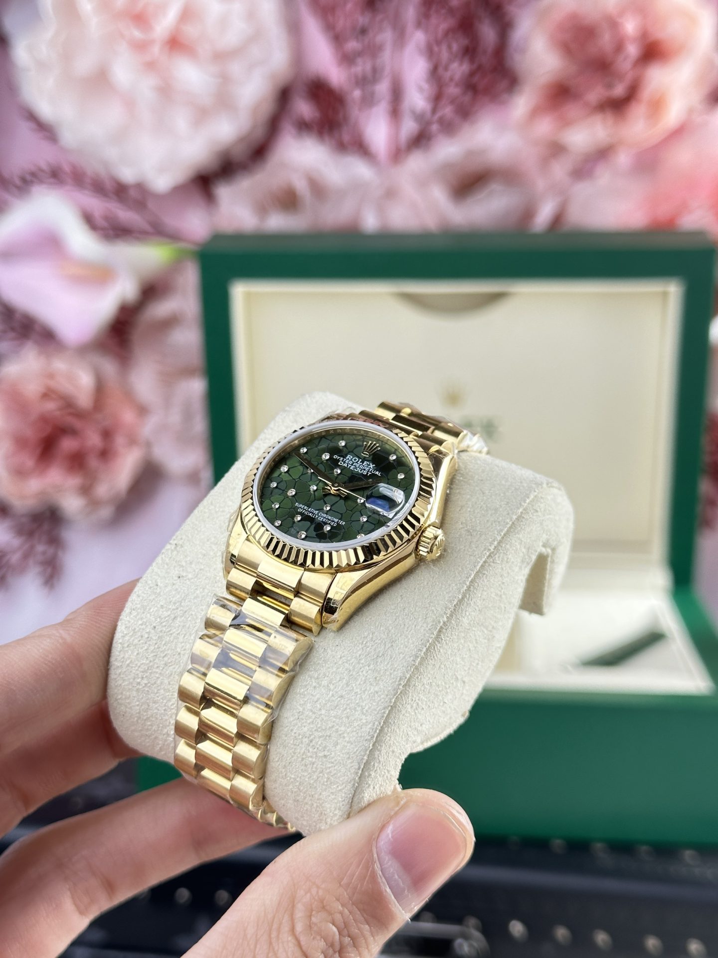 Rolex Replica Watch DateJust 278288 Olive Flower Pattern Dial 31mm - Soul Replicas