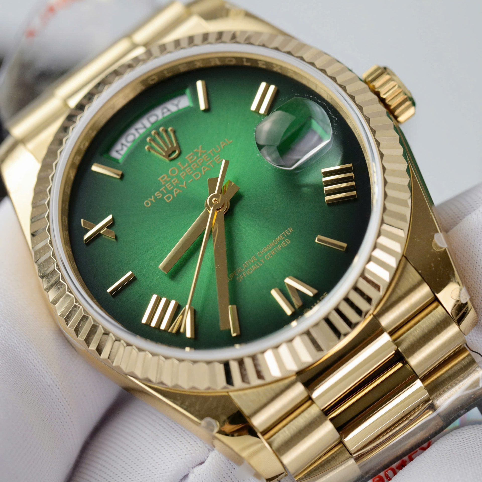 Rolex Day-Date 128238 Replica Watch Green Ombre Dial Weight 158gram QF 36mm - Soul Replicas