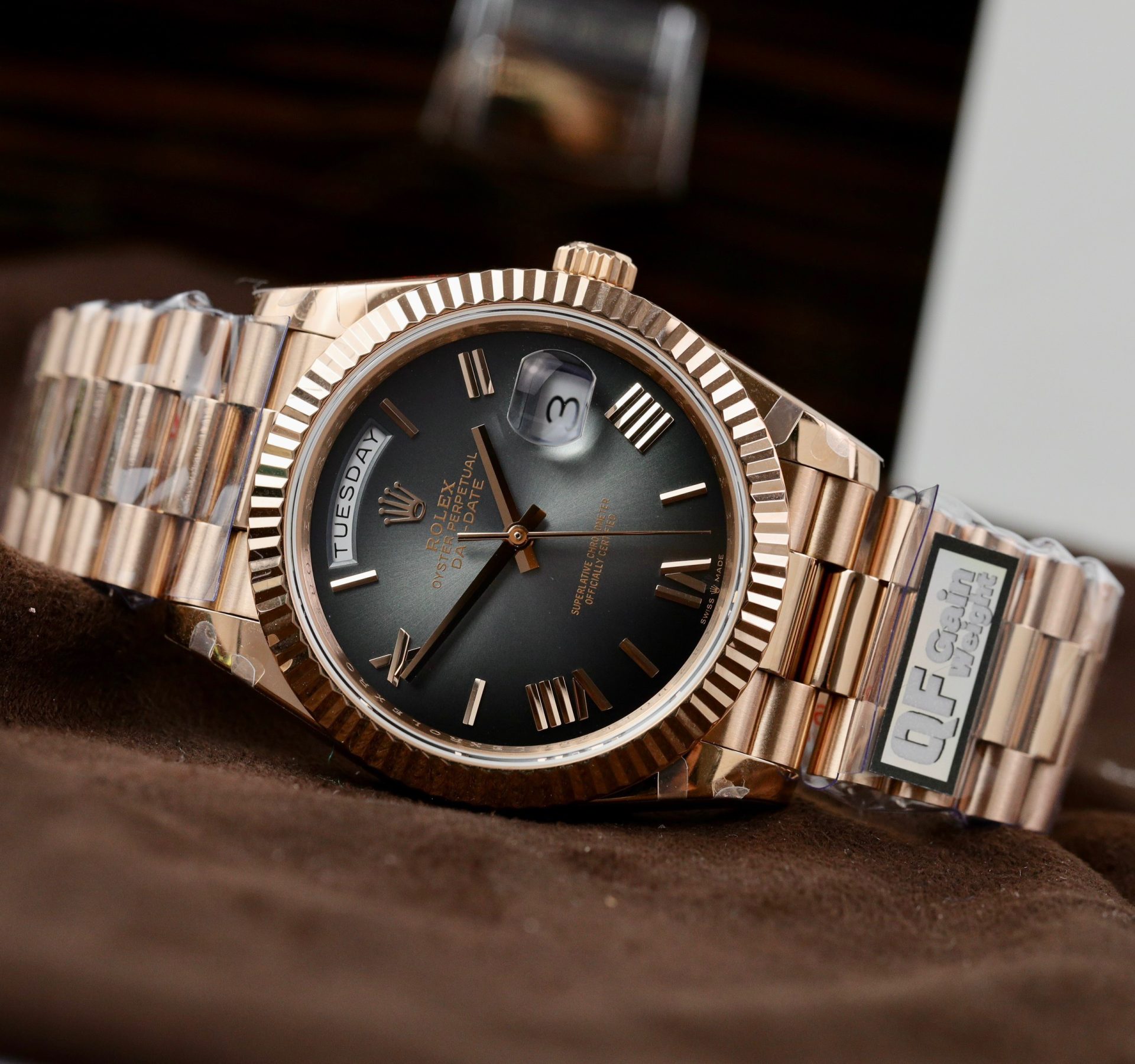 Rolex Clone Watch Day-Date Dial Gray Ombre 185 Grams QF Factory 40mm - Soul Replicas