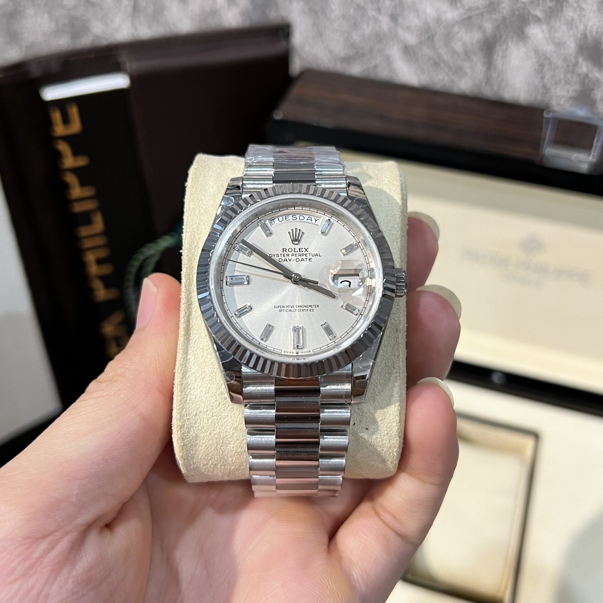 Rolex Day-Date 228239 Replica Watch White Dial Refine 166gram GM V2 40mm - Soul Replicas