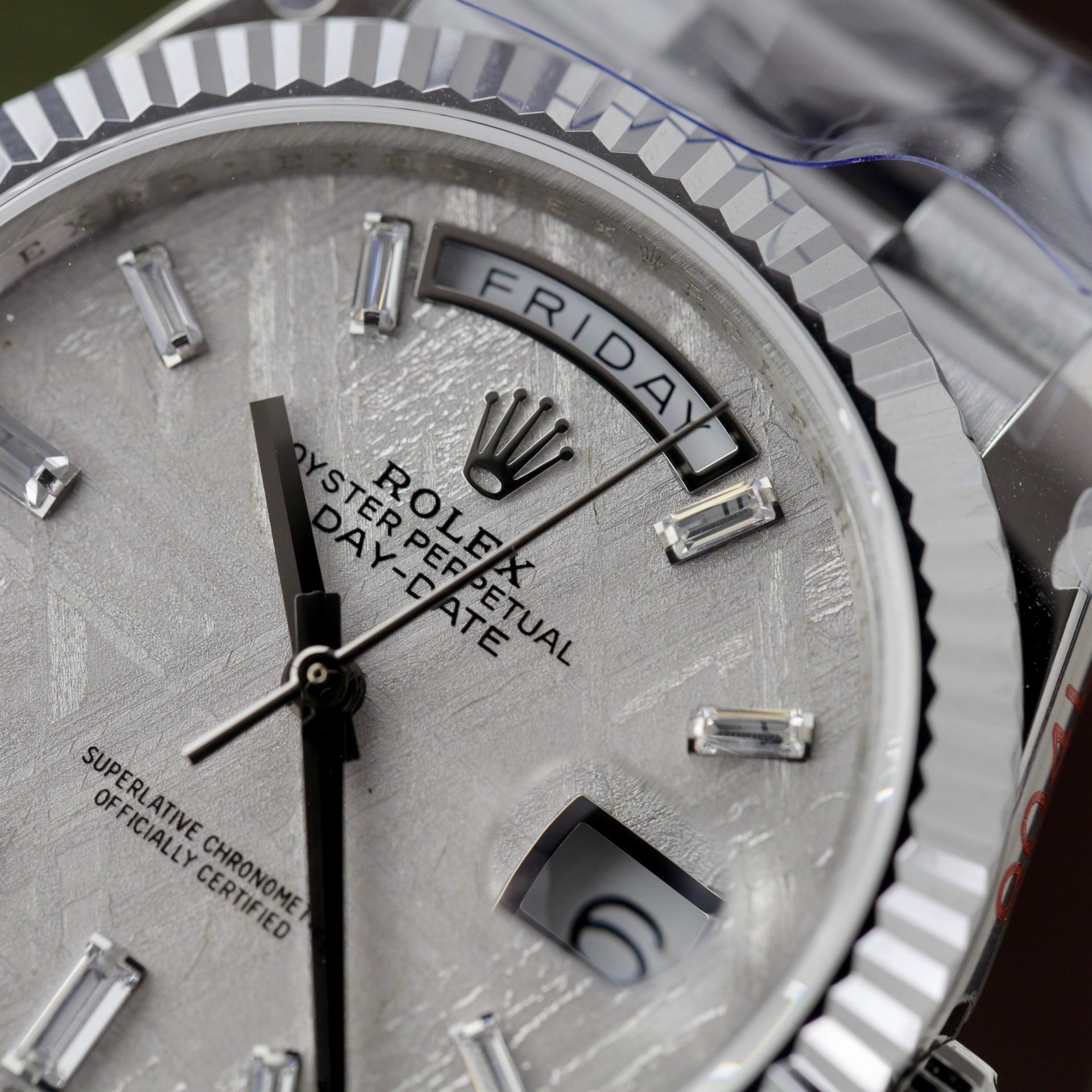 Rolex Replica Watch Day-Date Dial Meteorite Number Pile Diamond Moissanite 40mm - Soul Replicas