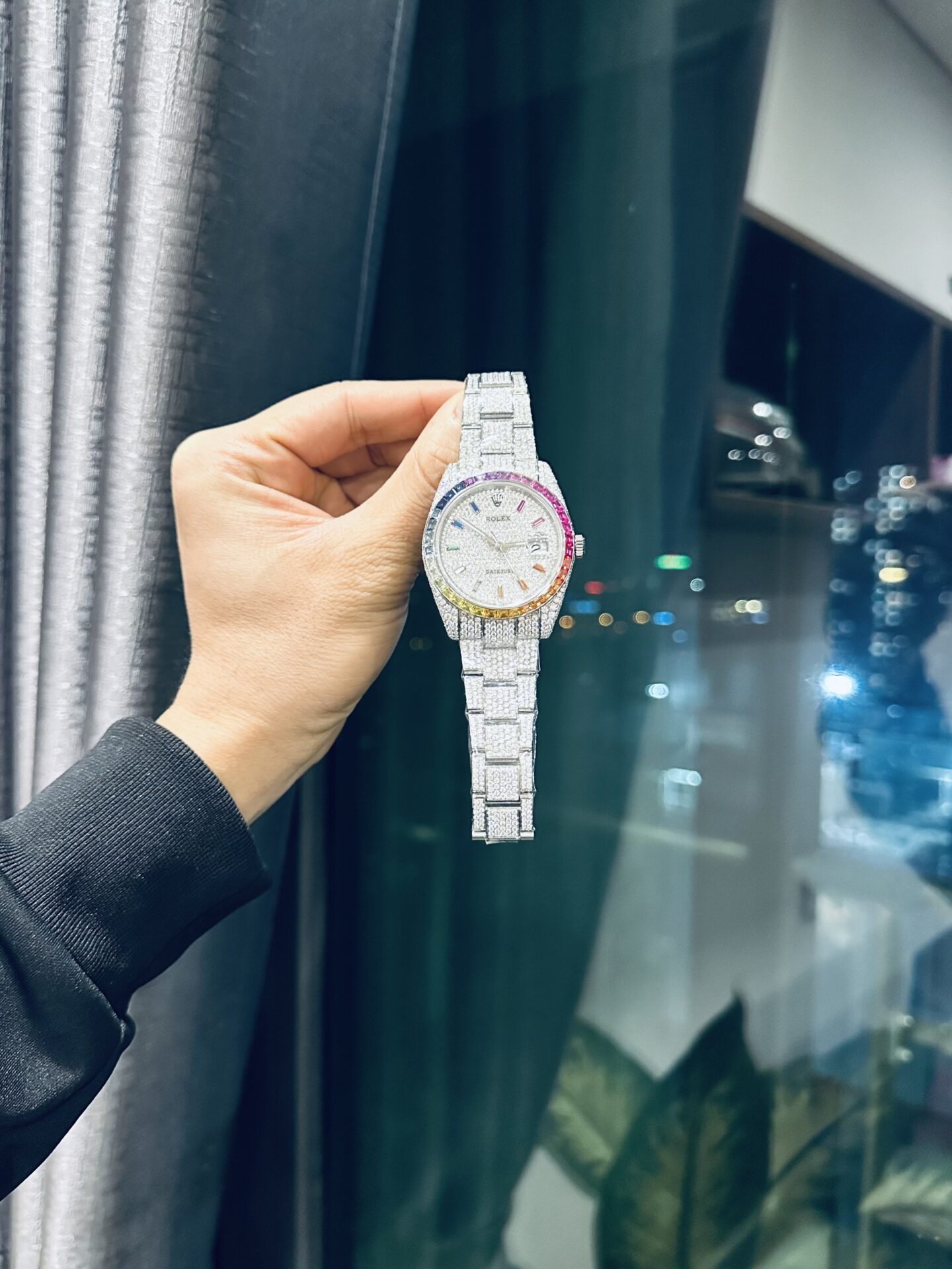 Rolex DateJust Rainbow Replica Watch Custom Moissanite Diamonds 41mm - Soul Replicas