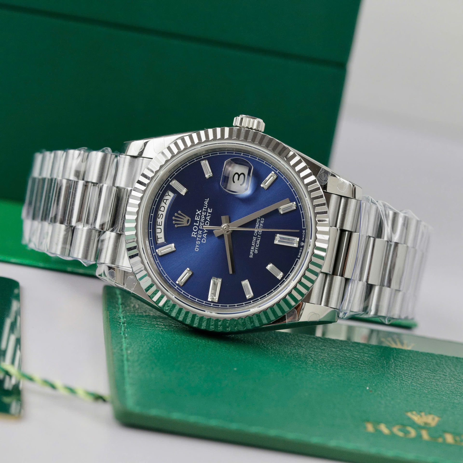 Rolex Replica Watch Day-Date 228236 Dial Blue Weight 178gram GM Factory 40mm - Soul Replicas