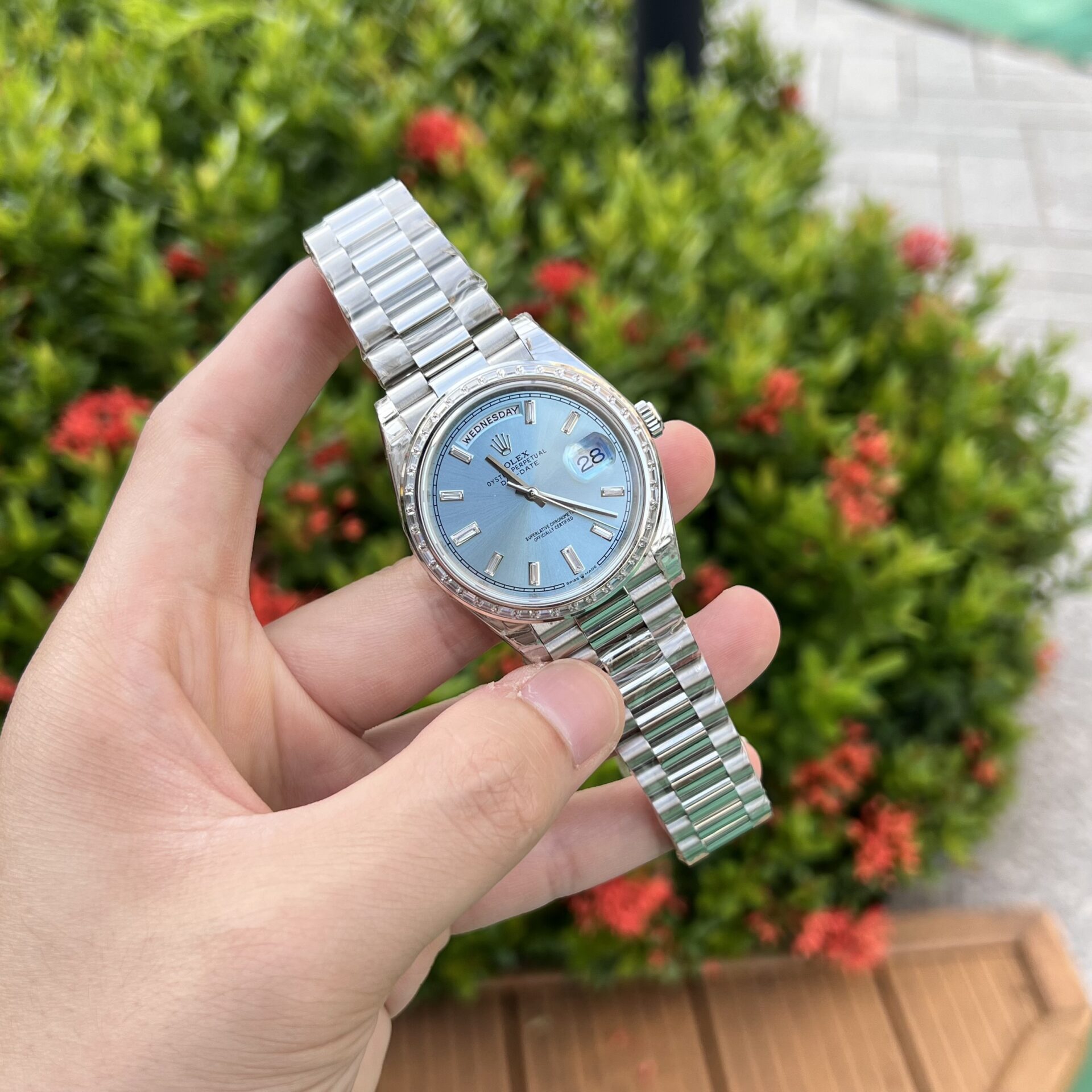Rolex Day-Date Replica Watch Ice Blue Dial GS Factory 40mm - Soul Replicas