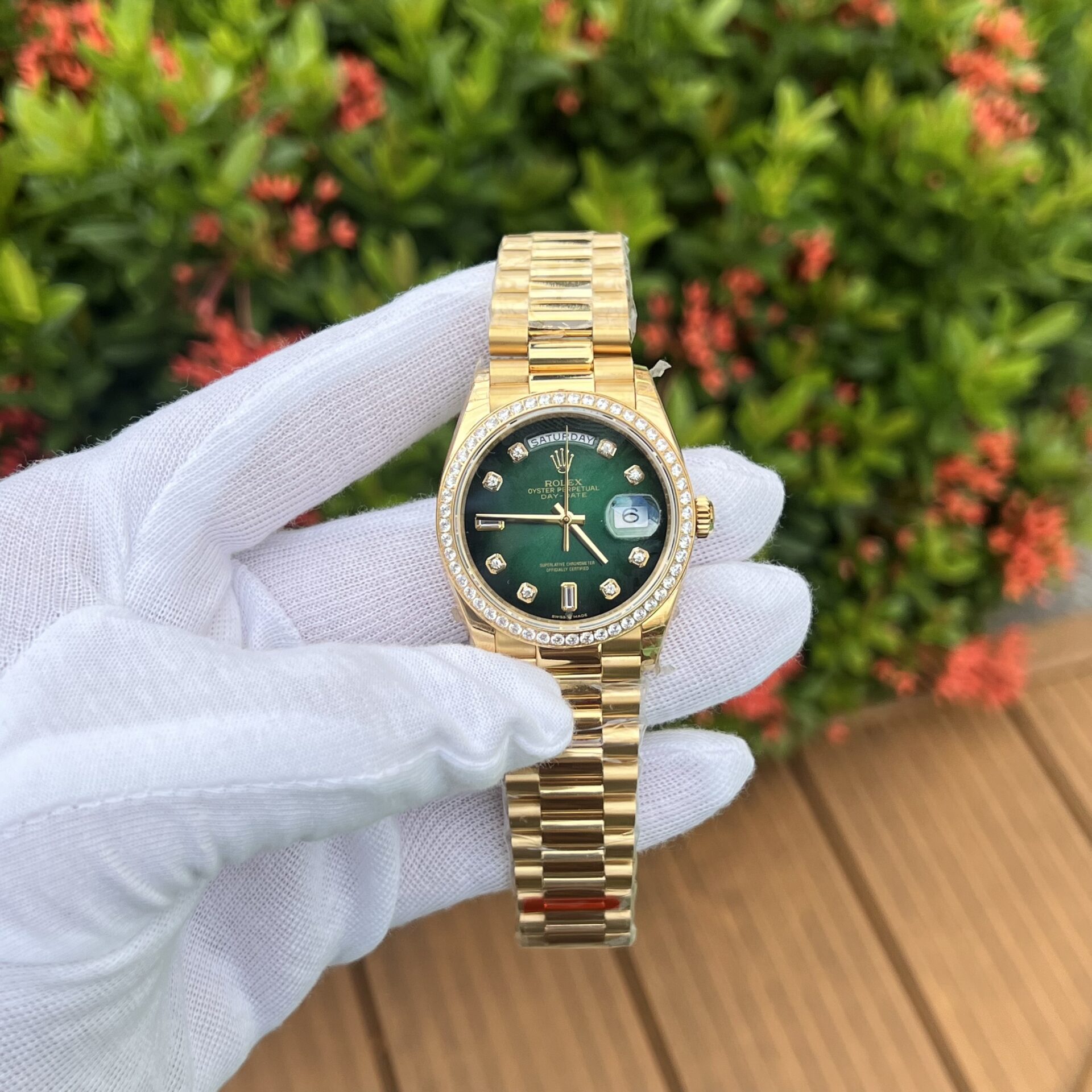 Rolex Day-Date 128348RBR Ombre Green Dial Replica Watch EW 36mm - Soul Replicas