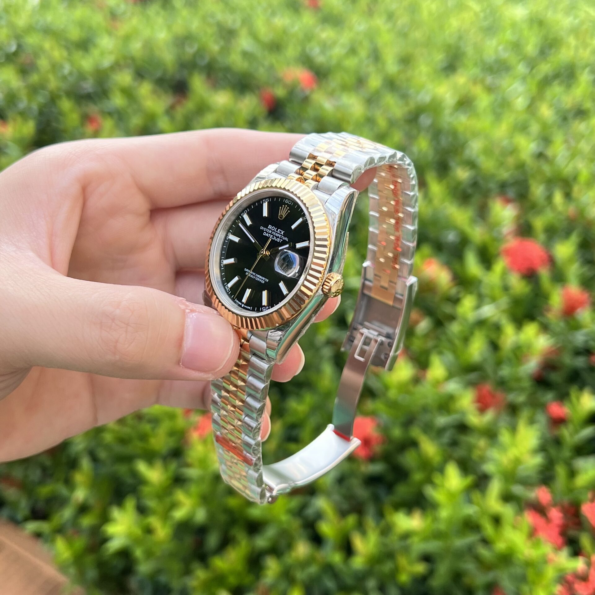 Rolex DateJust Replica 1:1 Watch Demi Black Dial EW Factory 41mm - Soul Replicas