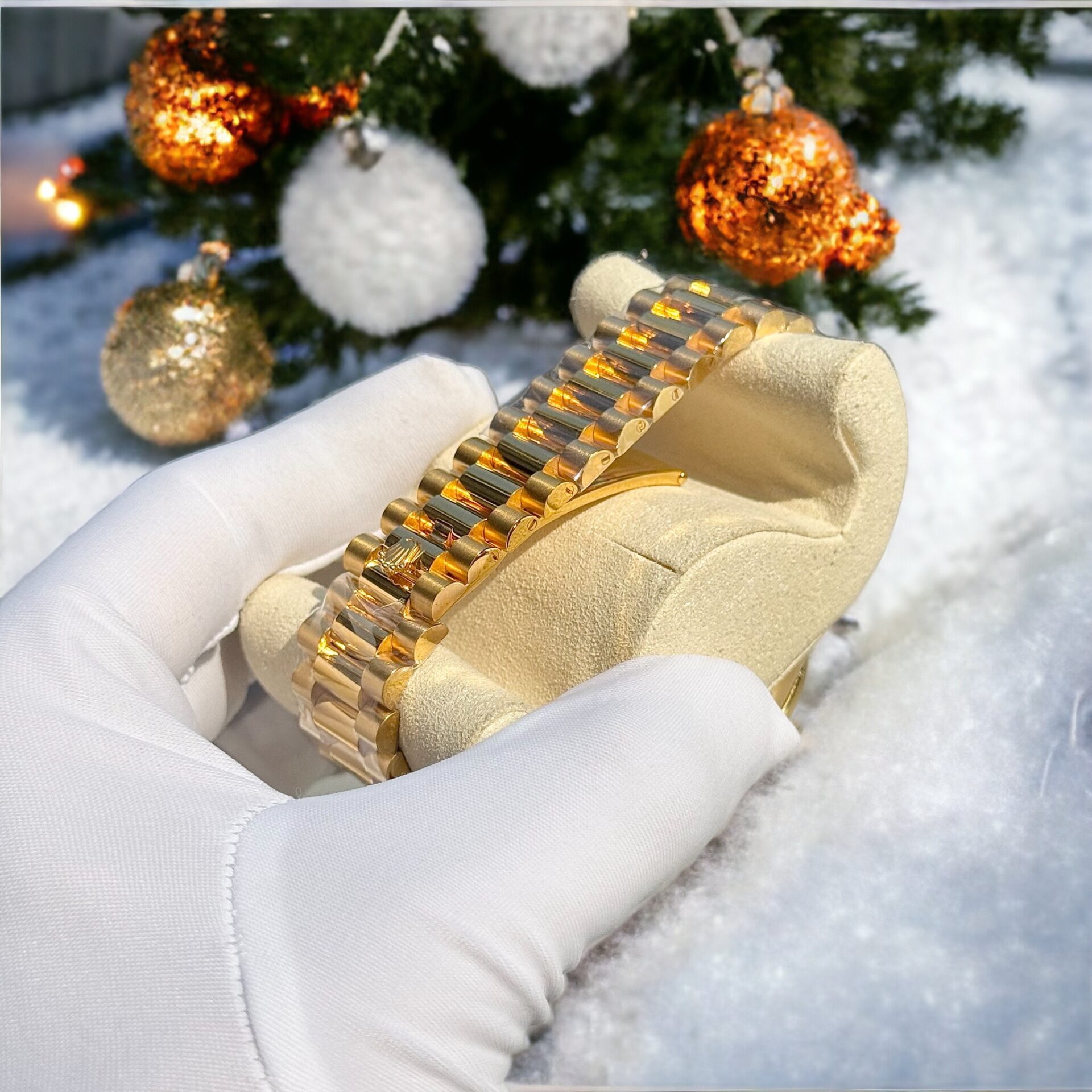 Rolex Day-Date 228238 Replica Watch 18K Gold Wrapped Moissanite Bezel GM 40mm - Soul Replicas