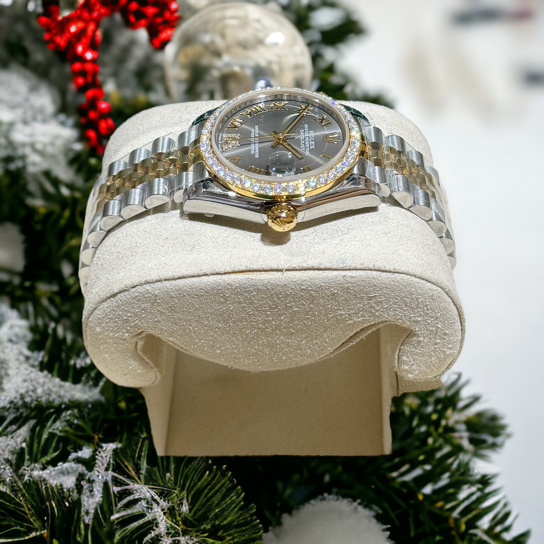 Rolex DateJust Moissanite Diamond Replica Watch Gray Dial 31mm - Soul Replicas