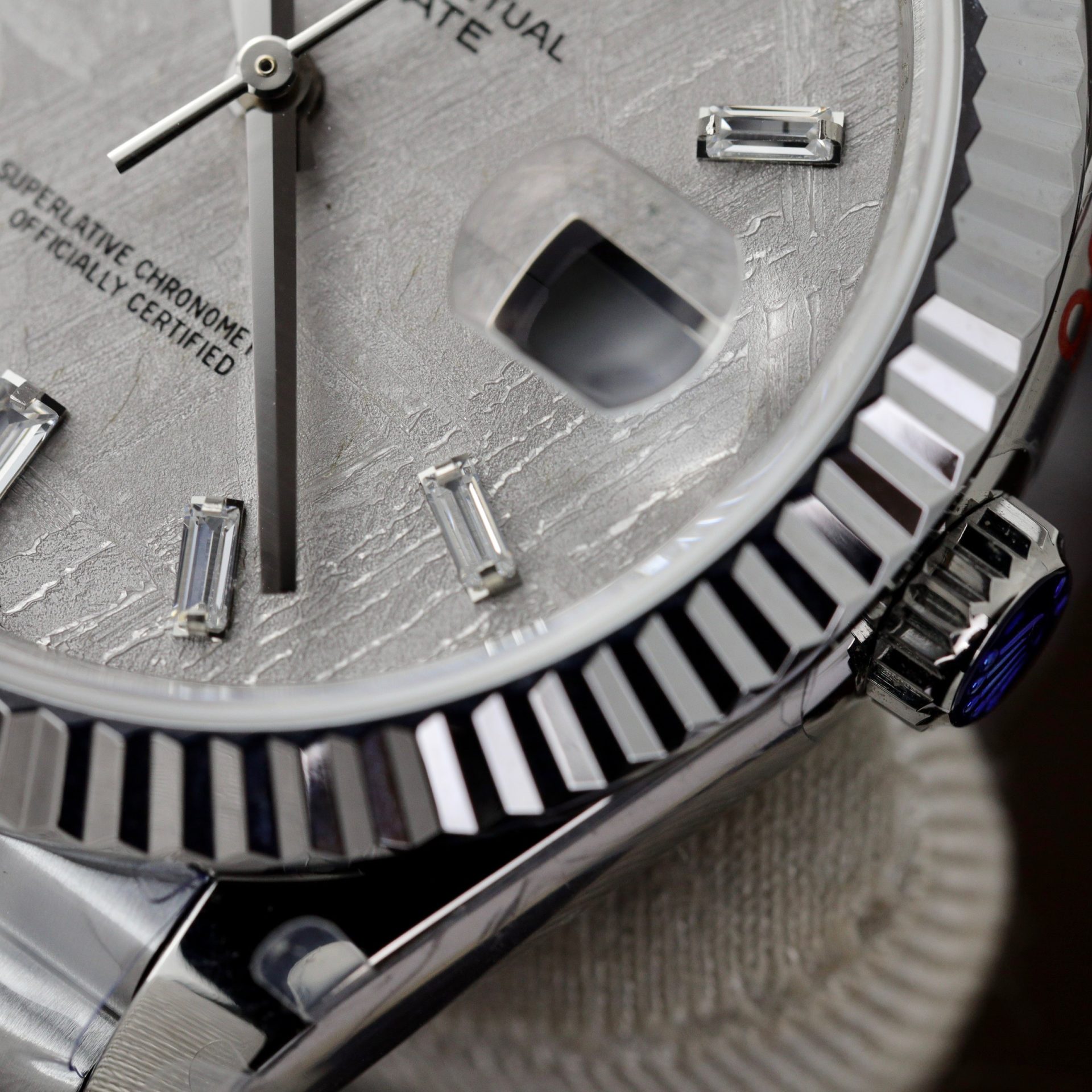 Rolex Replica Watch Day-Date Dial Meteorite Number Pile Diamond Moissanite 40mm - Soul Replicas