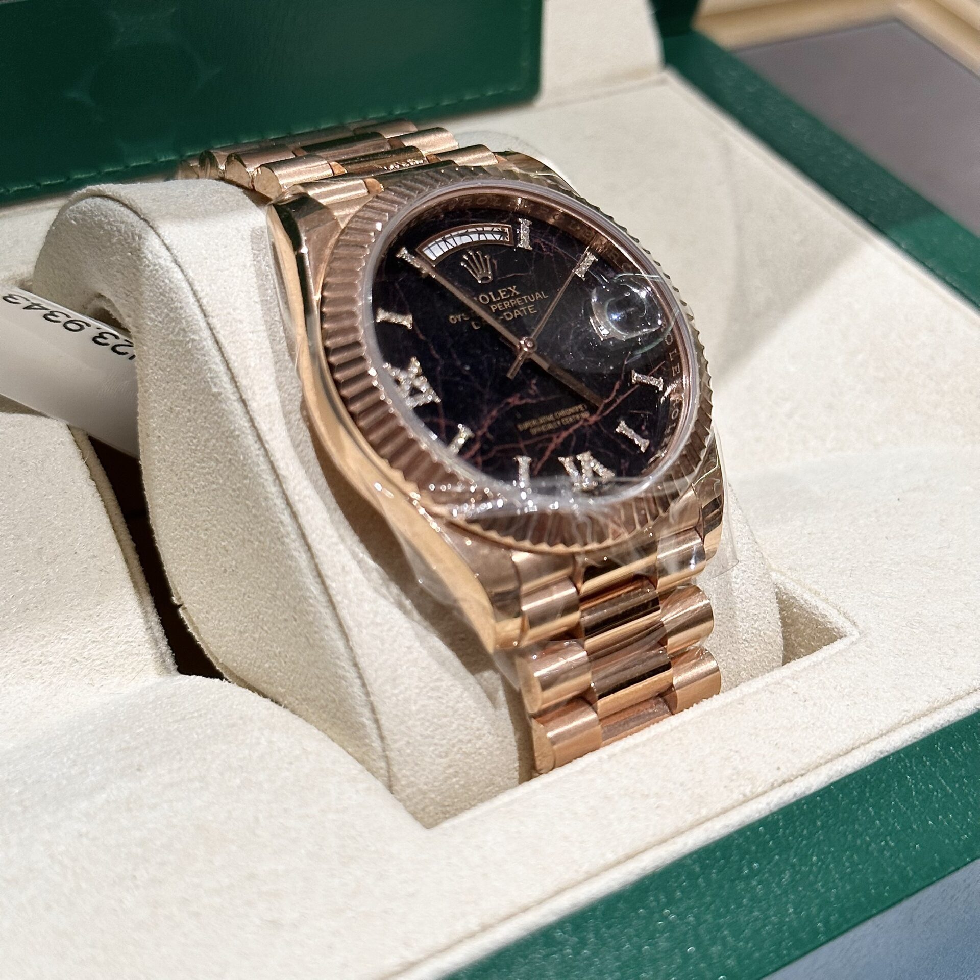 Rolex Rep 11 Watch Day-Date Rose Gold Wrapped Lava Dial 40mm - Soul Replicas