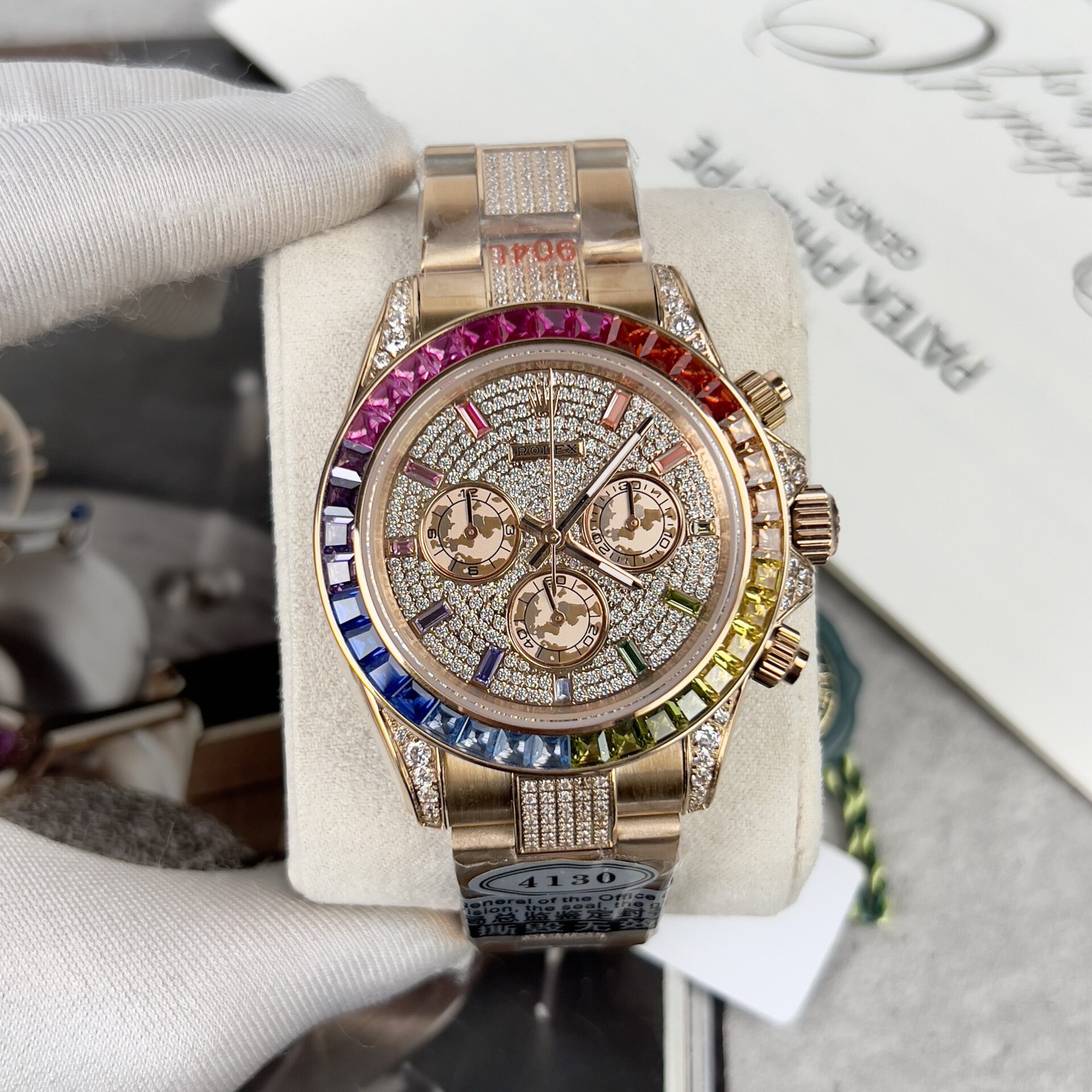 Rolex Daytona Rainbow Best Replica Watch Full Diamond 40mm - Soul Replicas