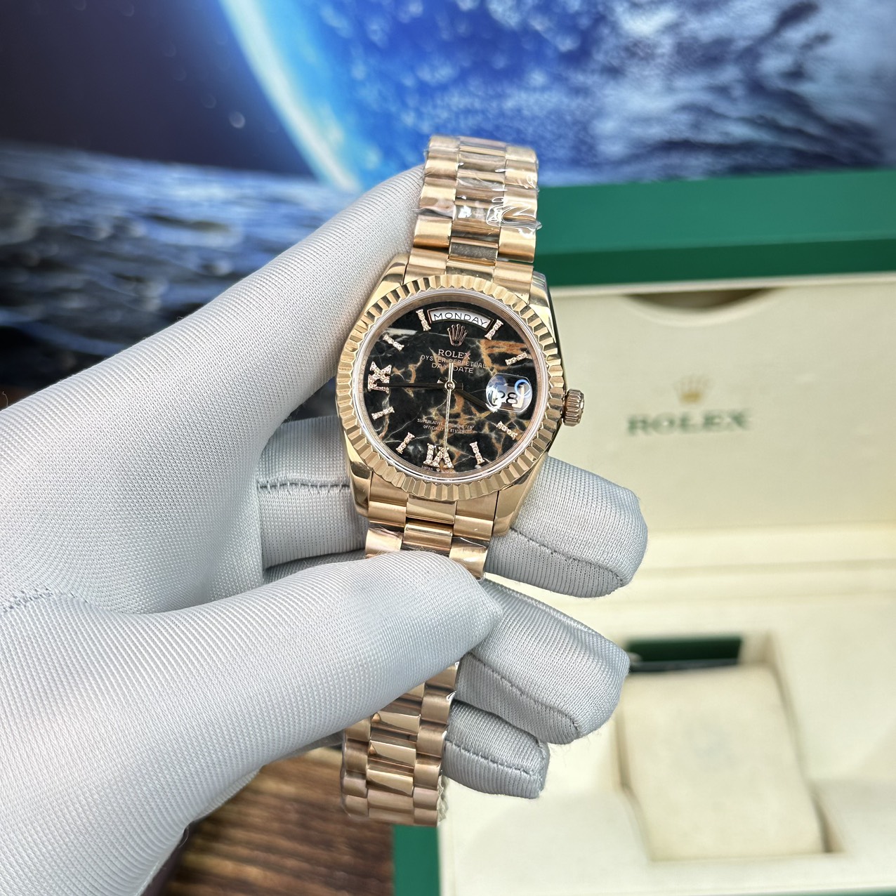 Rolex Fake Watch Day-Date Rose Gold Lava Dial BP Factory 40mm - Soul Replicas