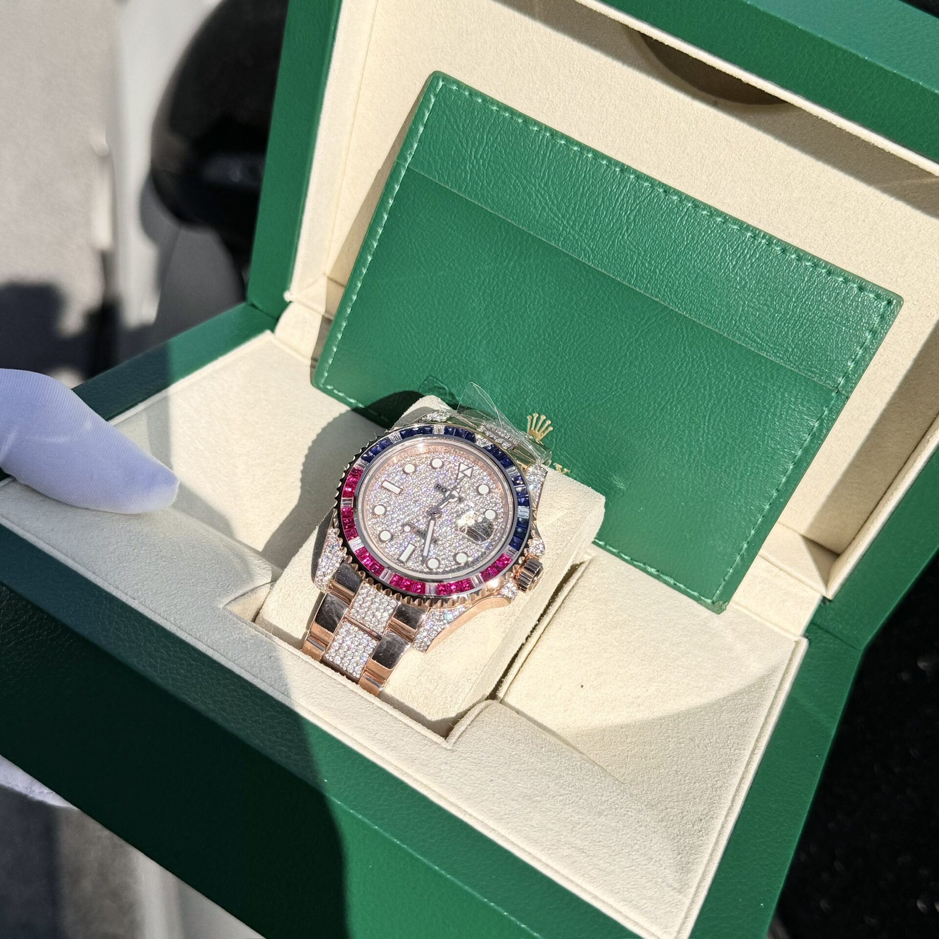 Rolex GMT-Master II 126755 SARU-DIAO Gold Wrapped Moissanite Sapphire Replica Watch 40mm - Soul Replicas