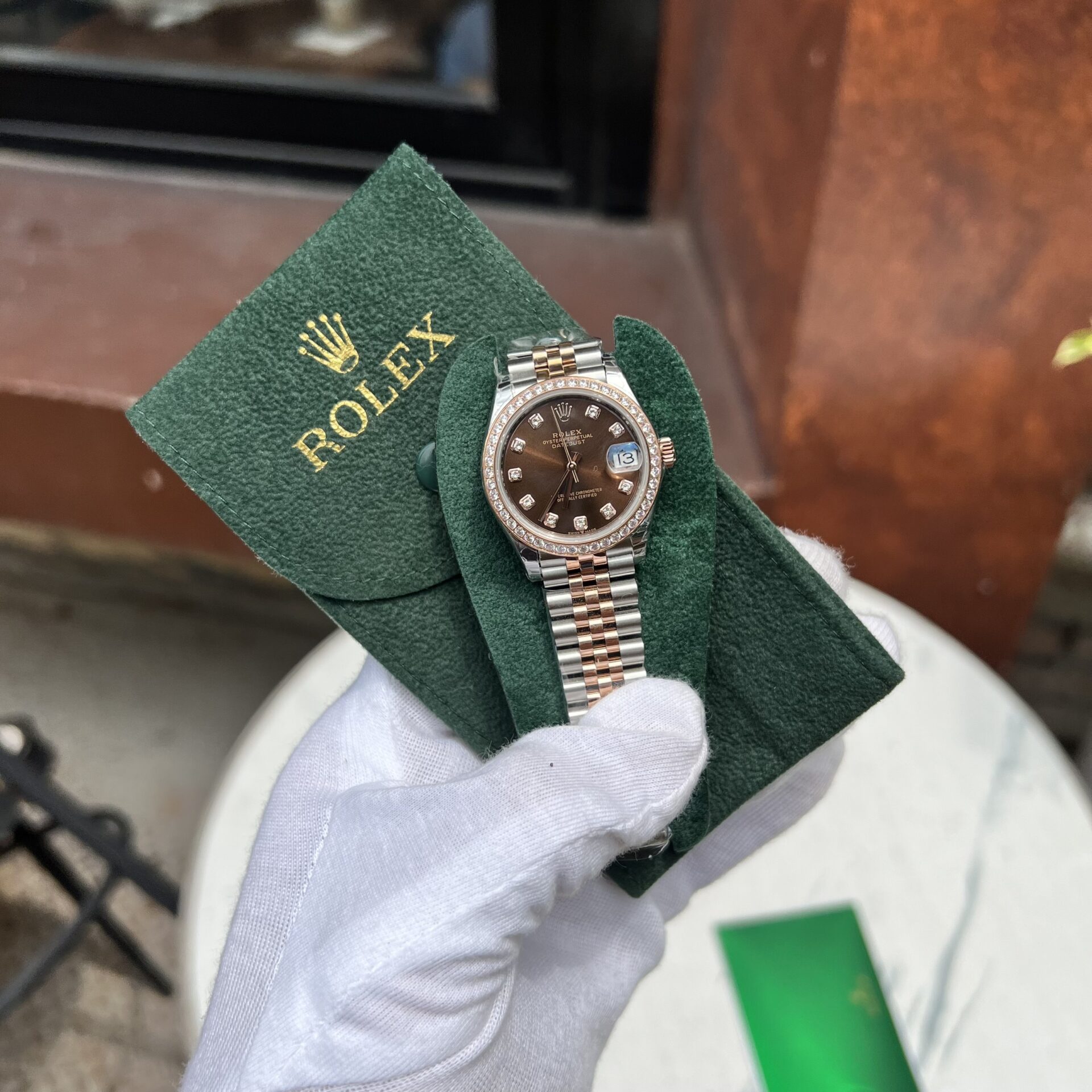 Rolex DateJust Women-s Replica Watch Chocolate Dial Diamond Bezel EW Factory 31mm - Soul Replicas