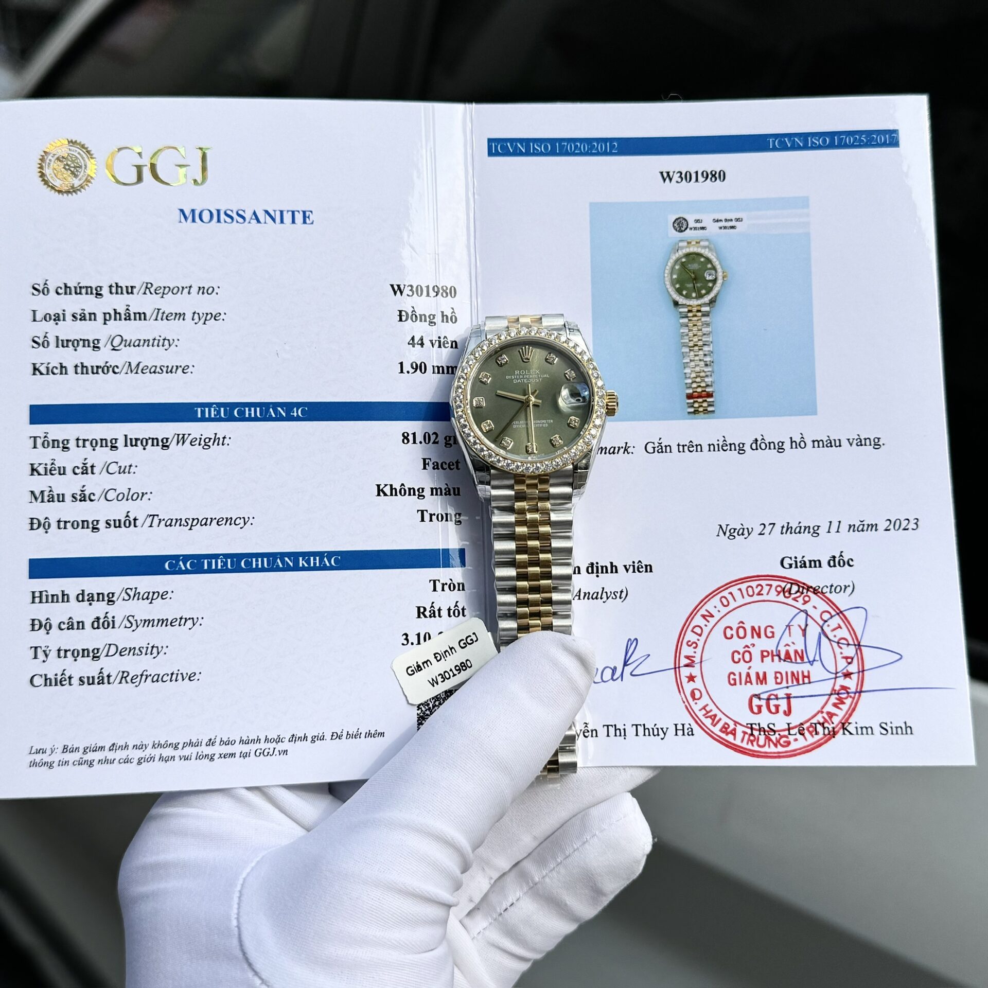 Rolex DateJust Replica Watch Moissanite Diamond Green Dial 31mm - Soul Replicas