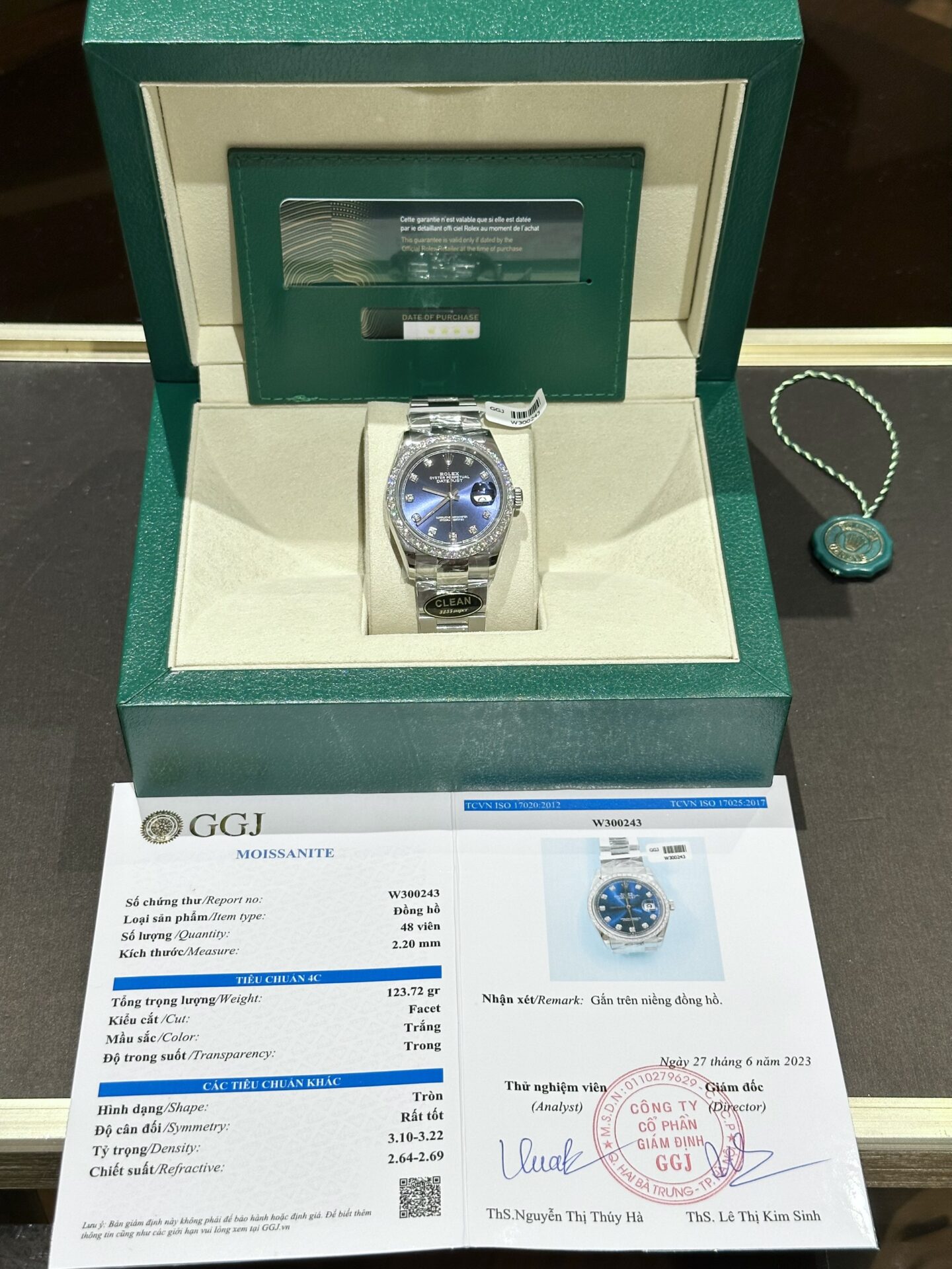 Rolex DateJust Replica Watch With Moissanite Diamond Blue Dial Clean 41mm - Soul Replicas