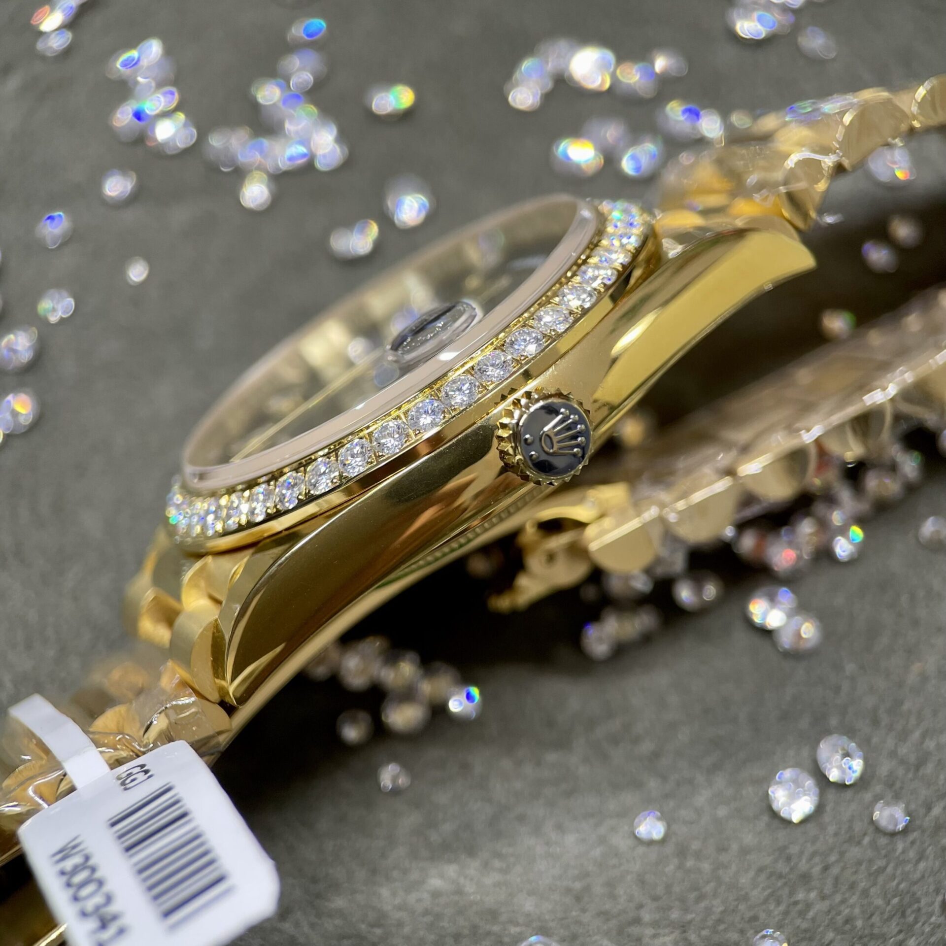 Rolex Day-Date Clone Watch Black Dial Moissanite Diamonds Custom 40mm - Soul Replicas