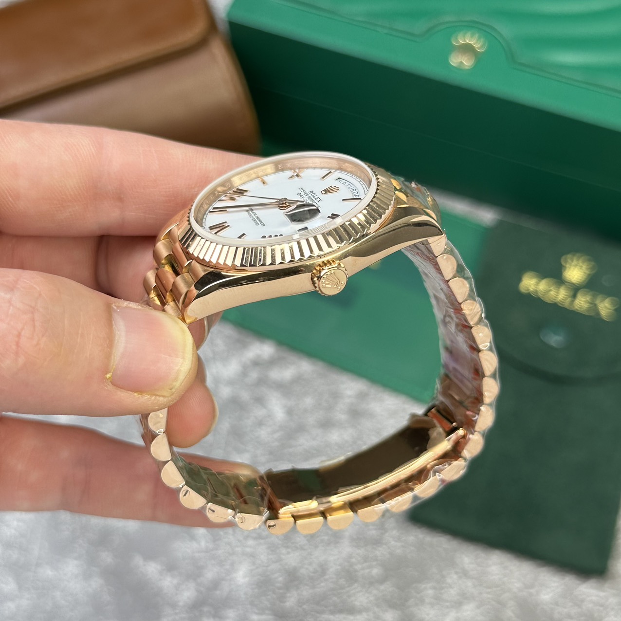 Rolex Replica Watch Day-Date 228235 Rose Gold White Dial V2 GM Factory 40mm - Soul Replicas