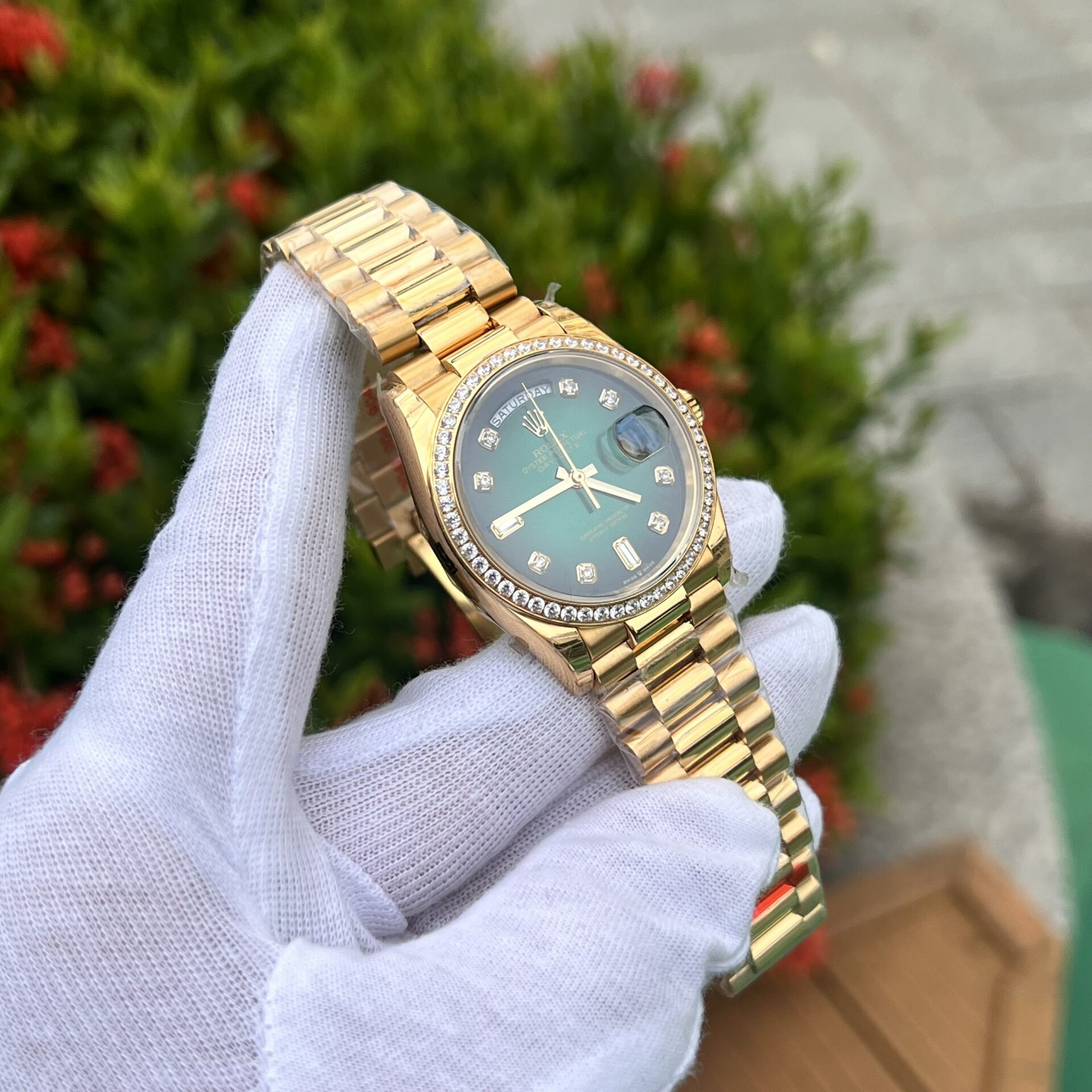 Rolex Day-Date 128348RBR Ombre Green Dial Replica Watch EW 36mm - Soul Replicas