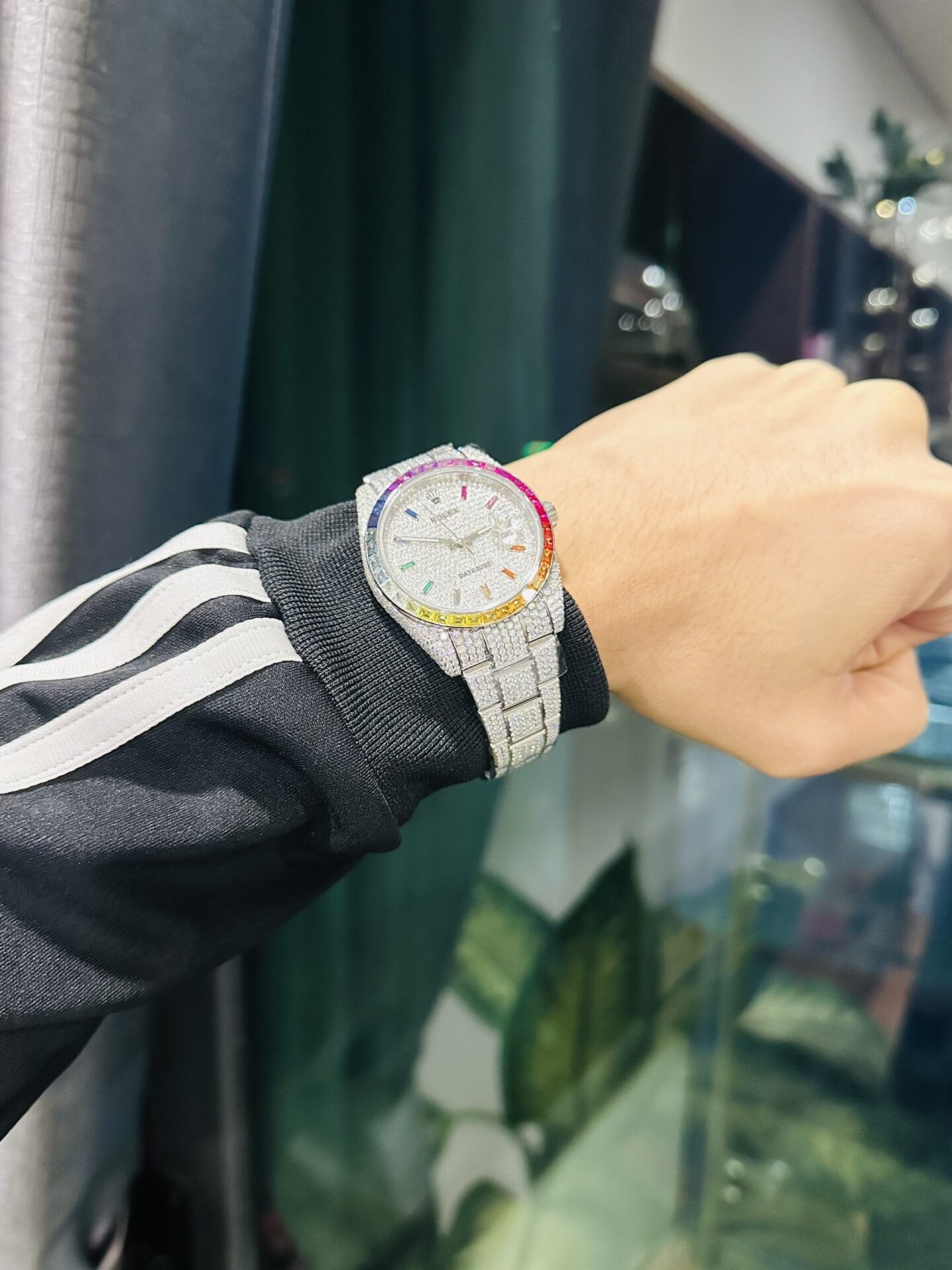 Rolex DateJust Rainbow Replica Watch Custom Moissanite Diamonds 41mm - Soul Replicas