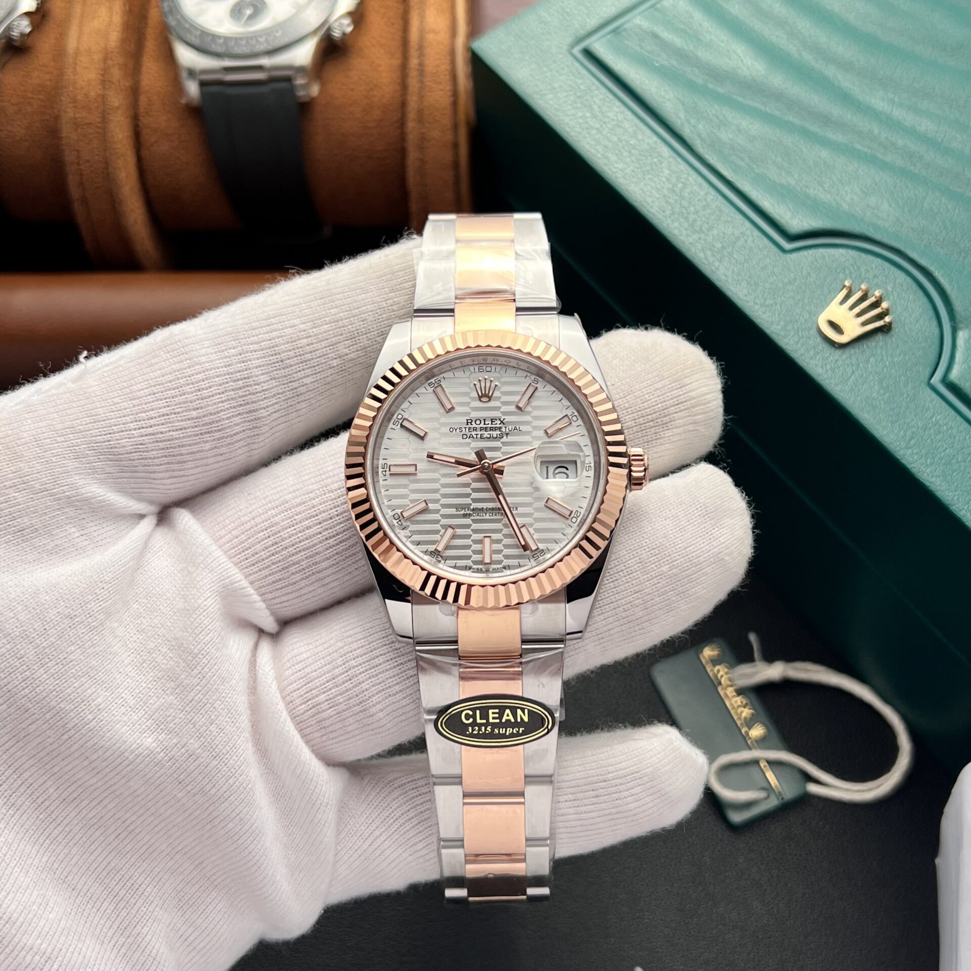 Rolex DateJust Silver Gold Dial Replica 1:1 Watch Demi Clean Factory 41mm - Soul Replicas