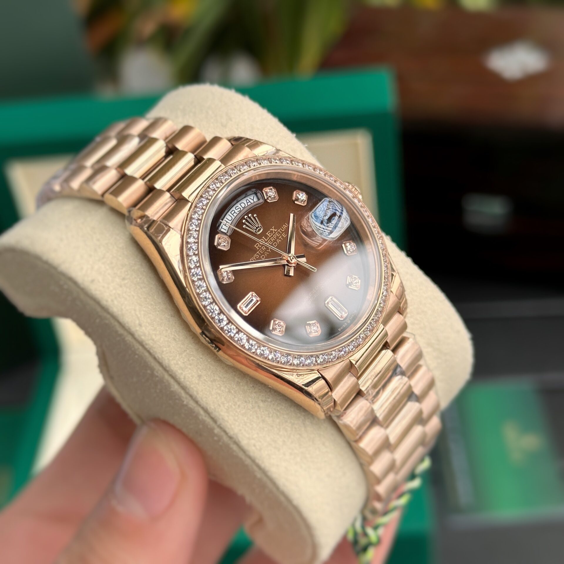 Rolex Day-Date Fake Watch Dial Chocolate EW Factory 36mm - Soul Replicas