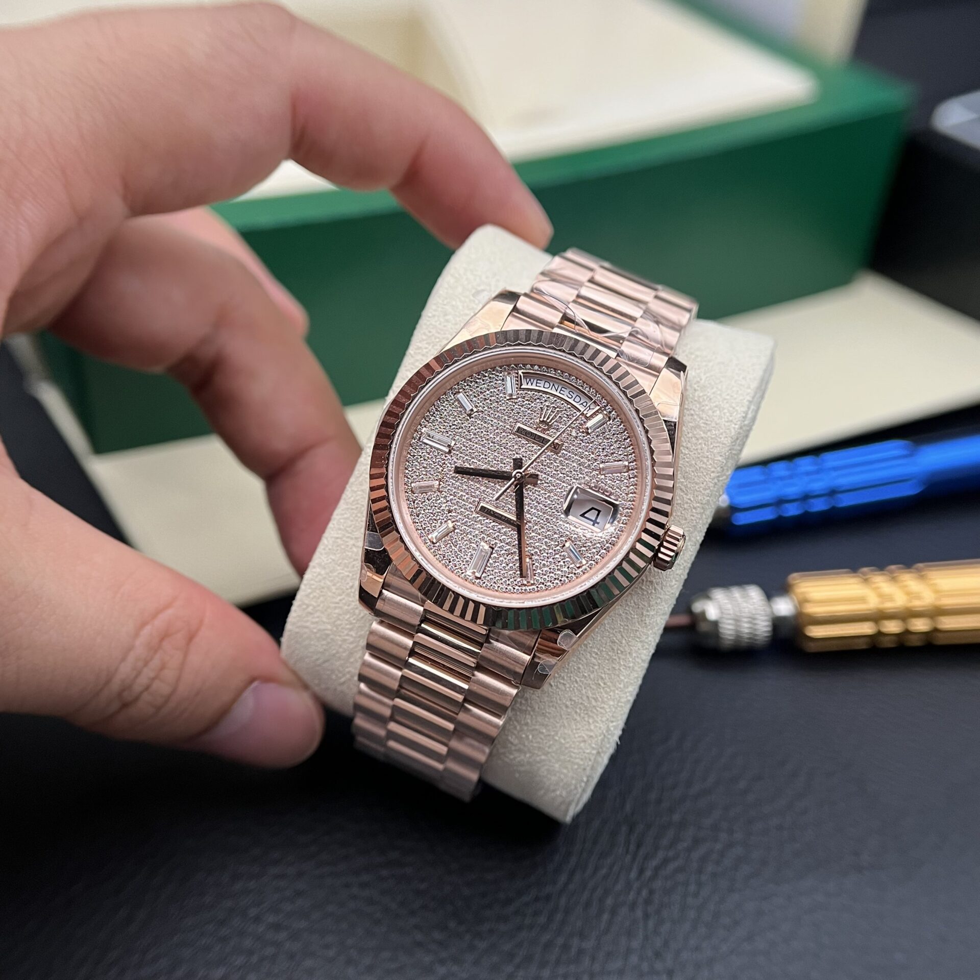 Rolex Day-Date Full Diamond Dial Replica Watch GM Factory 40mm - Soul Replicas