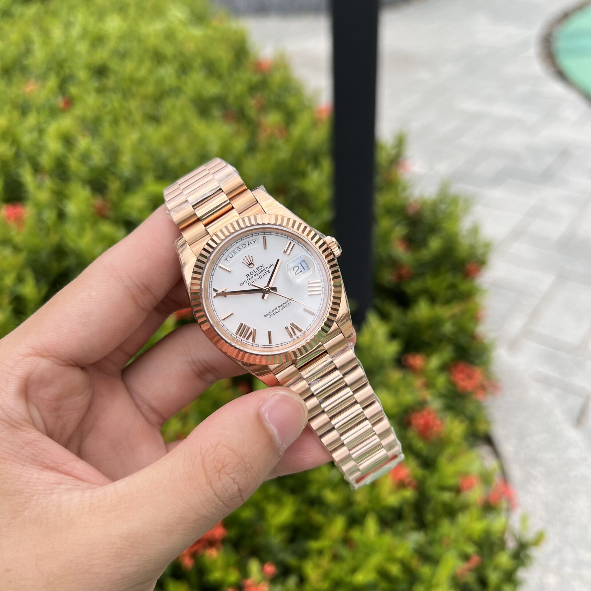 Rolex Day-Date Rose Gold Best Replica Watch White Dial 40mm - Soul Replicas