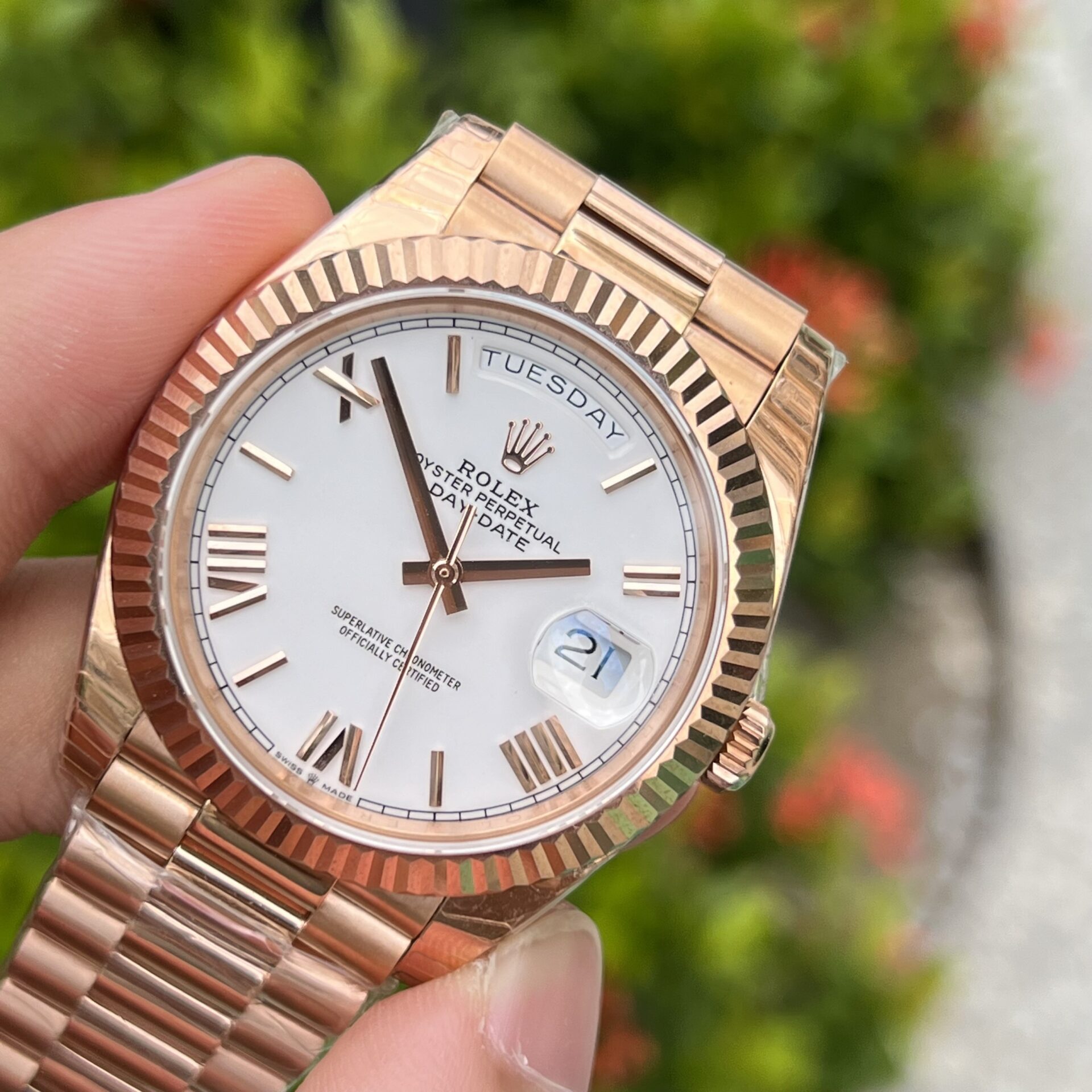 Rolex Day-Date Rose Gold Best Replica Watch White Dial 40mm - Soul Replicas