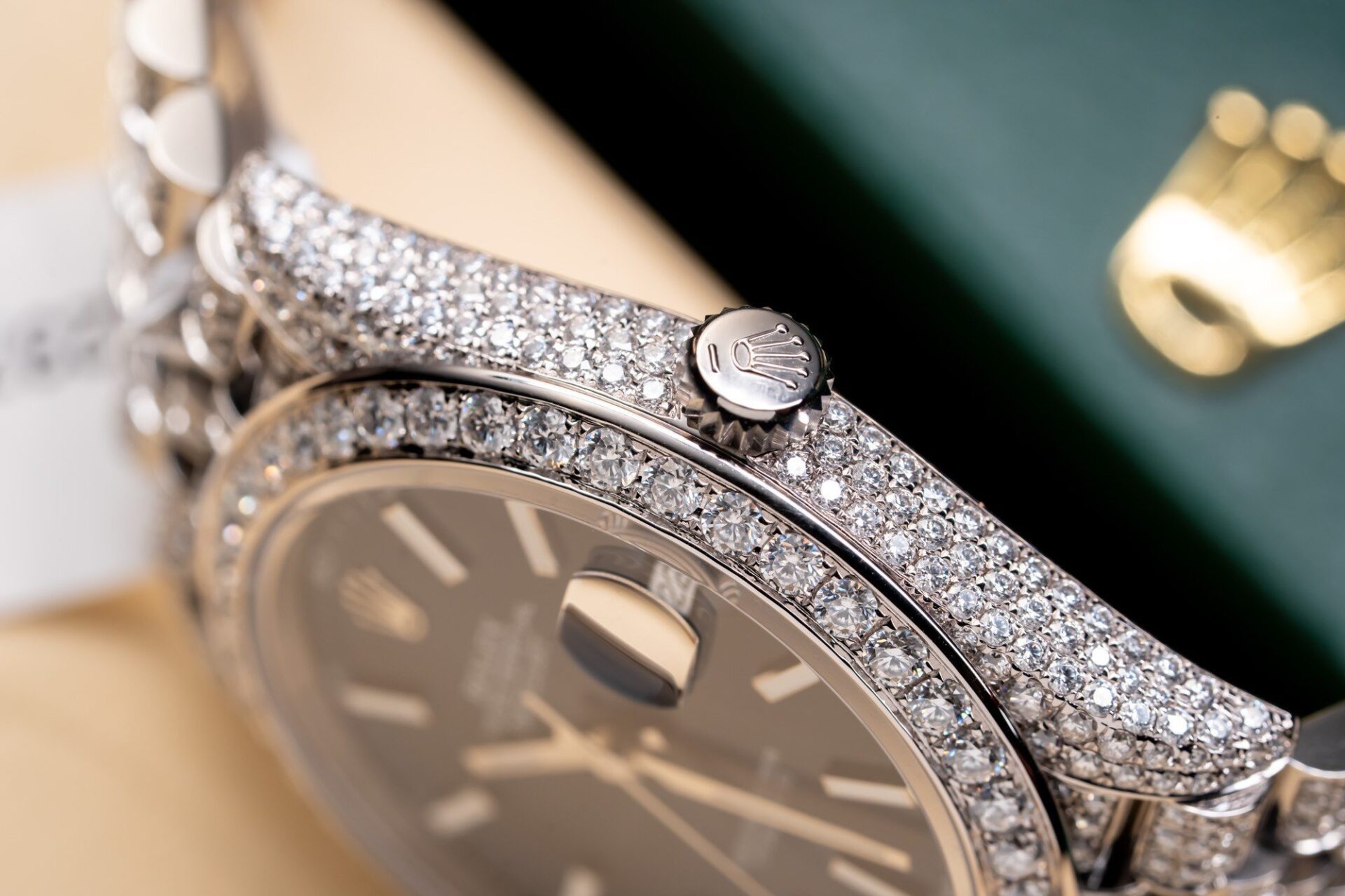 Rolex DateJust 126334 Replica Watch Blue Dial Full Diamond Moissanite 41mm - Soul Replicas