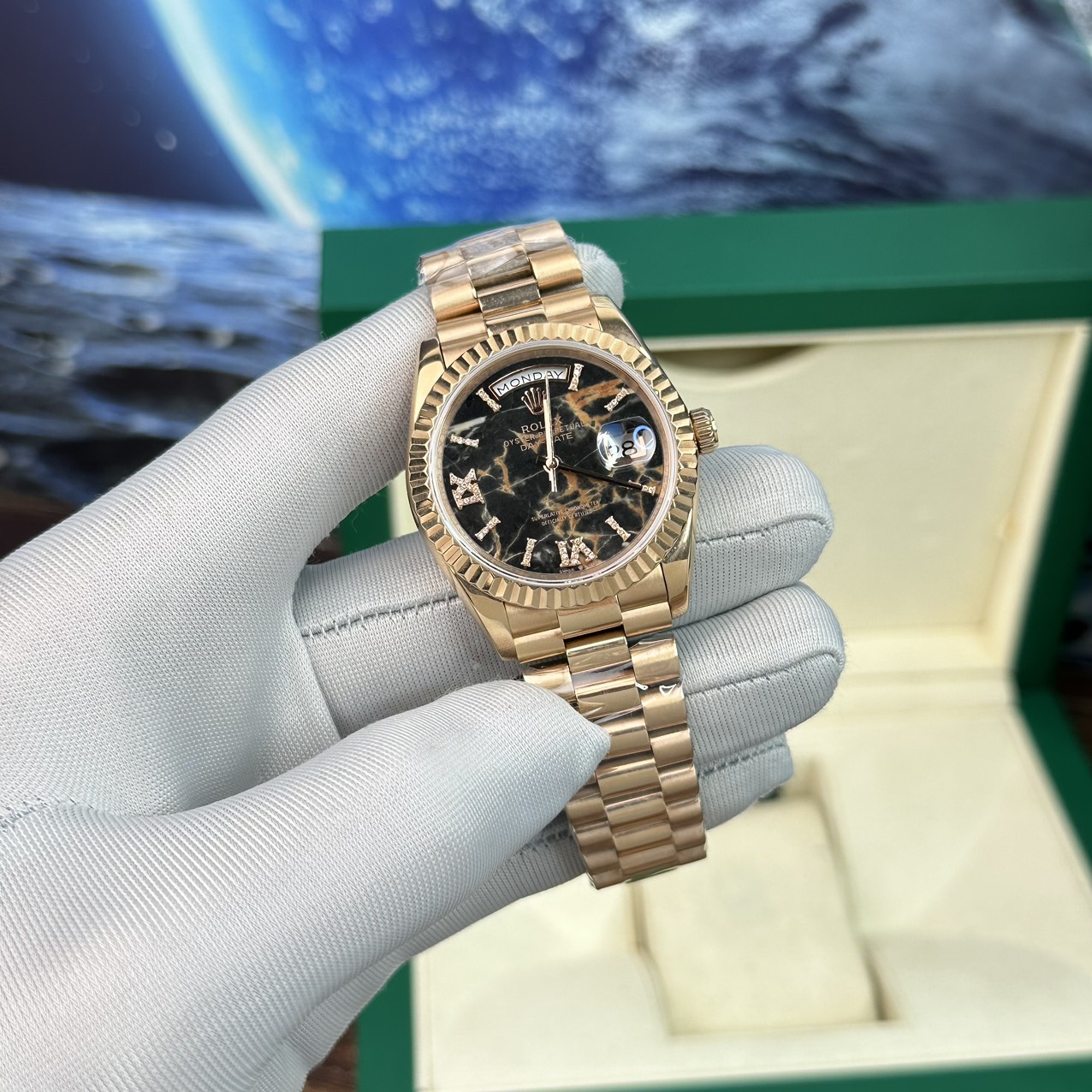 Rolex Fake Watch Day-Date Rose Gold Lava Dial BP Factory 40mm - Soul Replicas