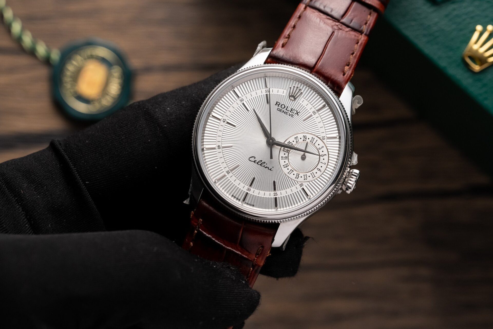 Rolex Replica 1:1 Watch Cellini Date 50519 Brown Leather Strap 39mm - Soul Replicas