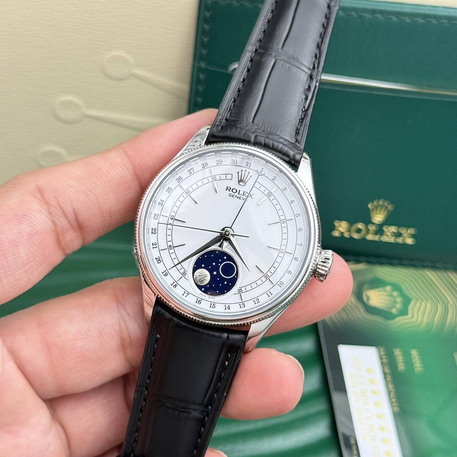 Rolex Replica Watch Cellini Moonphase Dial White 39mm - Soul Replicas