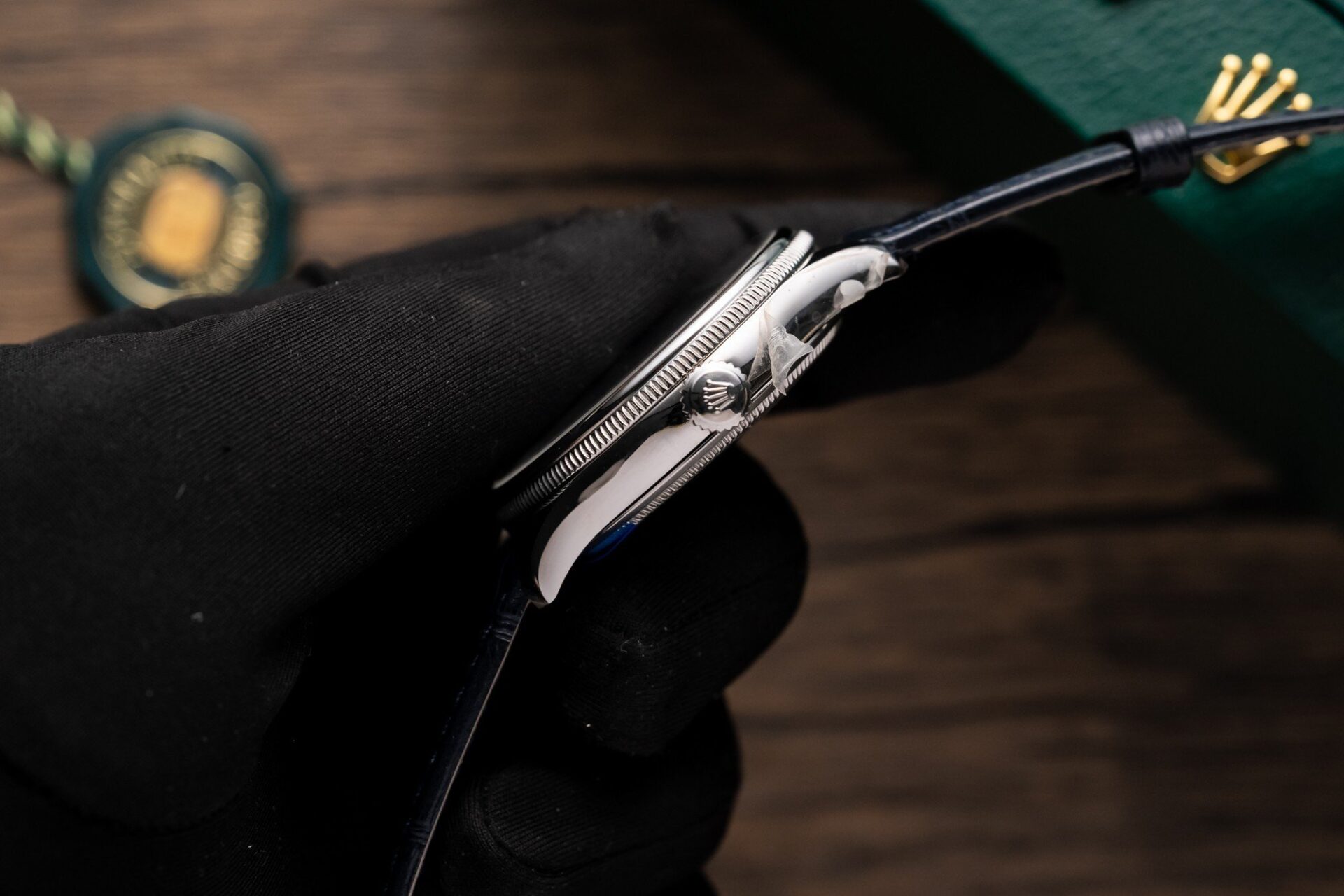 Rolex Replica 1:1 Watch Cellini Date 50519 Blue Dial Leather Strap 39mm - Soul Replicas