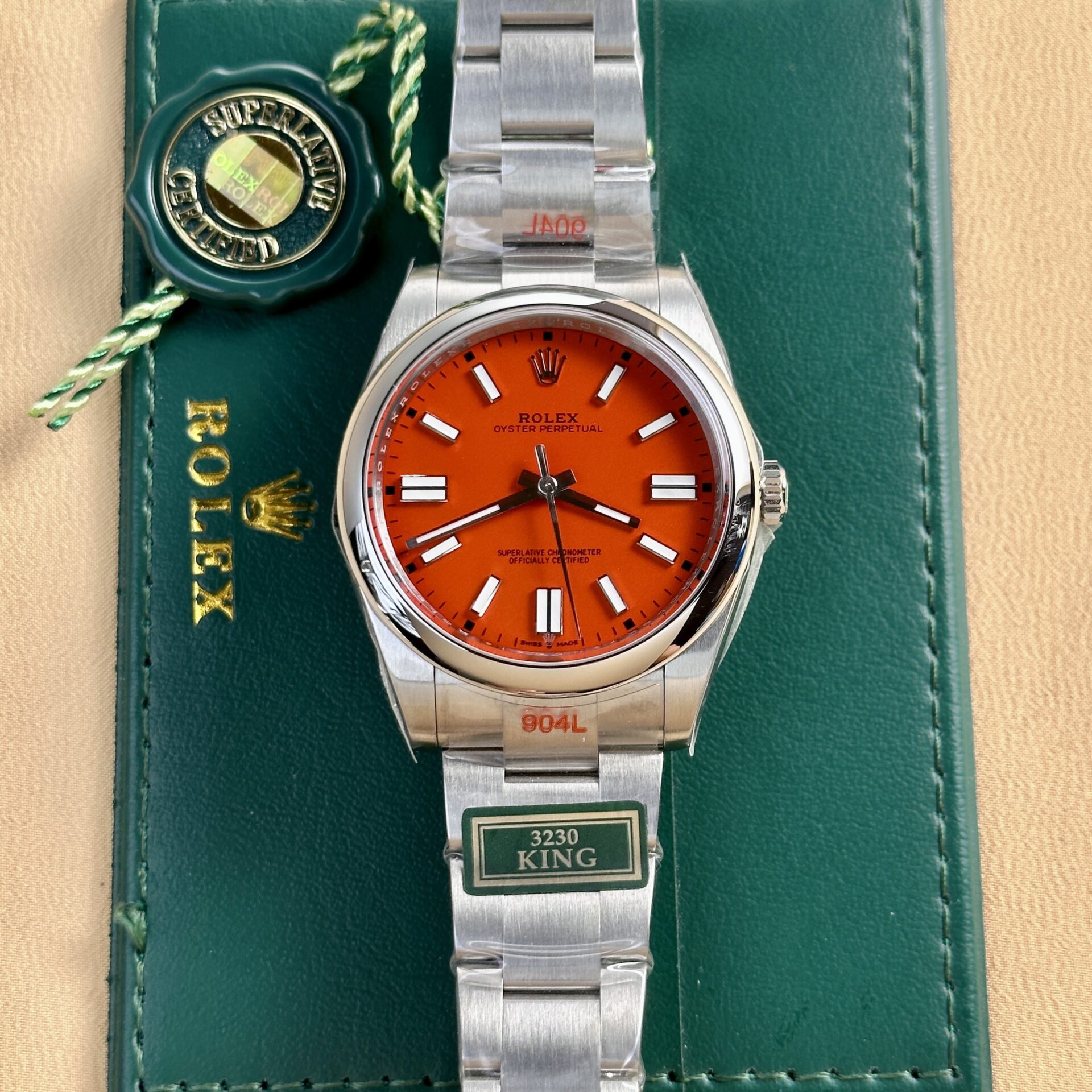 Rolex Oyster Perpetual 124300 Red Dial Oyster Strap King Factory 41mm - Soul Replicas