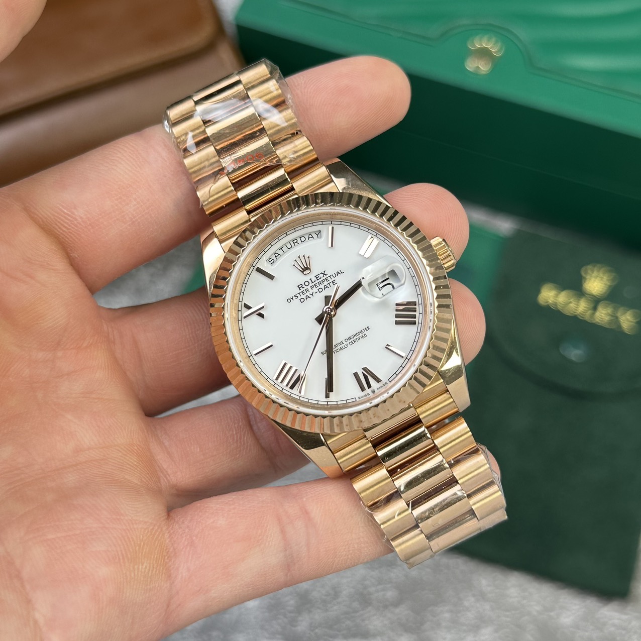 Rolex Replica Watch Day-Date 228235 Rose Gold White Dial V2 GM Factory 40mm - Soul Replicas
